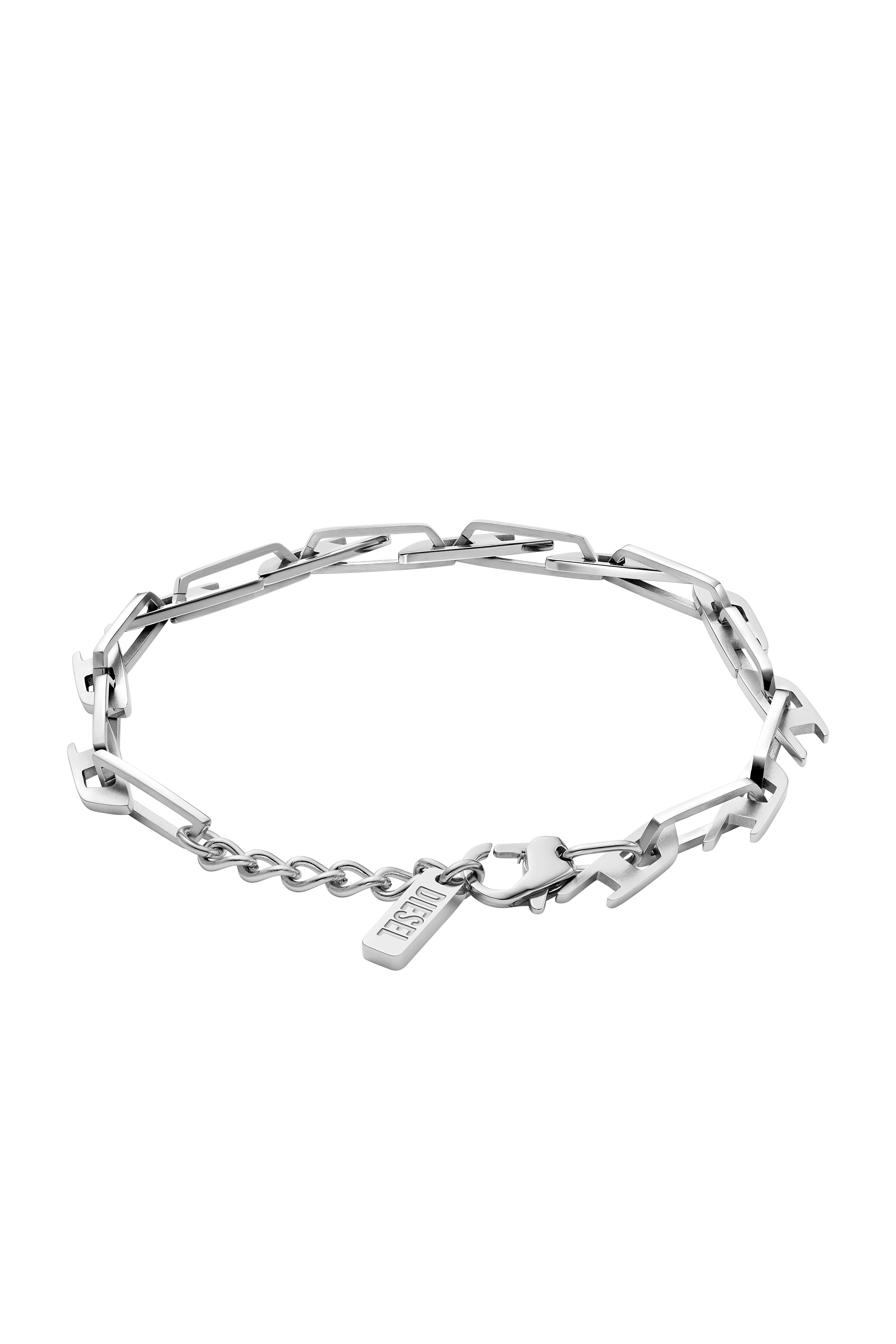 Diesel - DX1536040, Bracelet chaîne en acier inoxydable avec logo D entrelacé Mixte in Gris argenté - 2