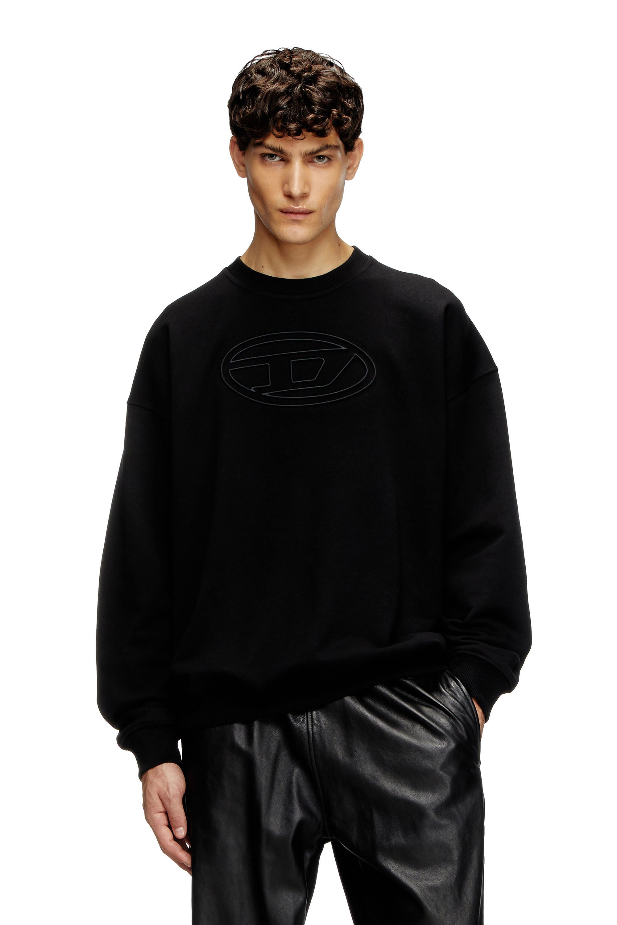 Diesel - S-MART-BIGOVAL, Sweat-shirt avec Oval D embossé Homme in Noir - 1