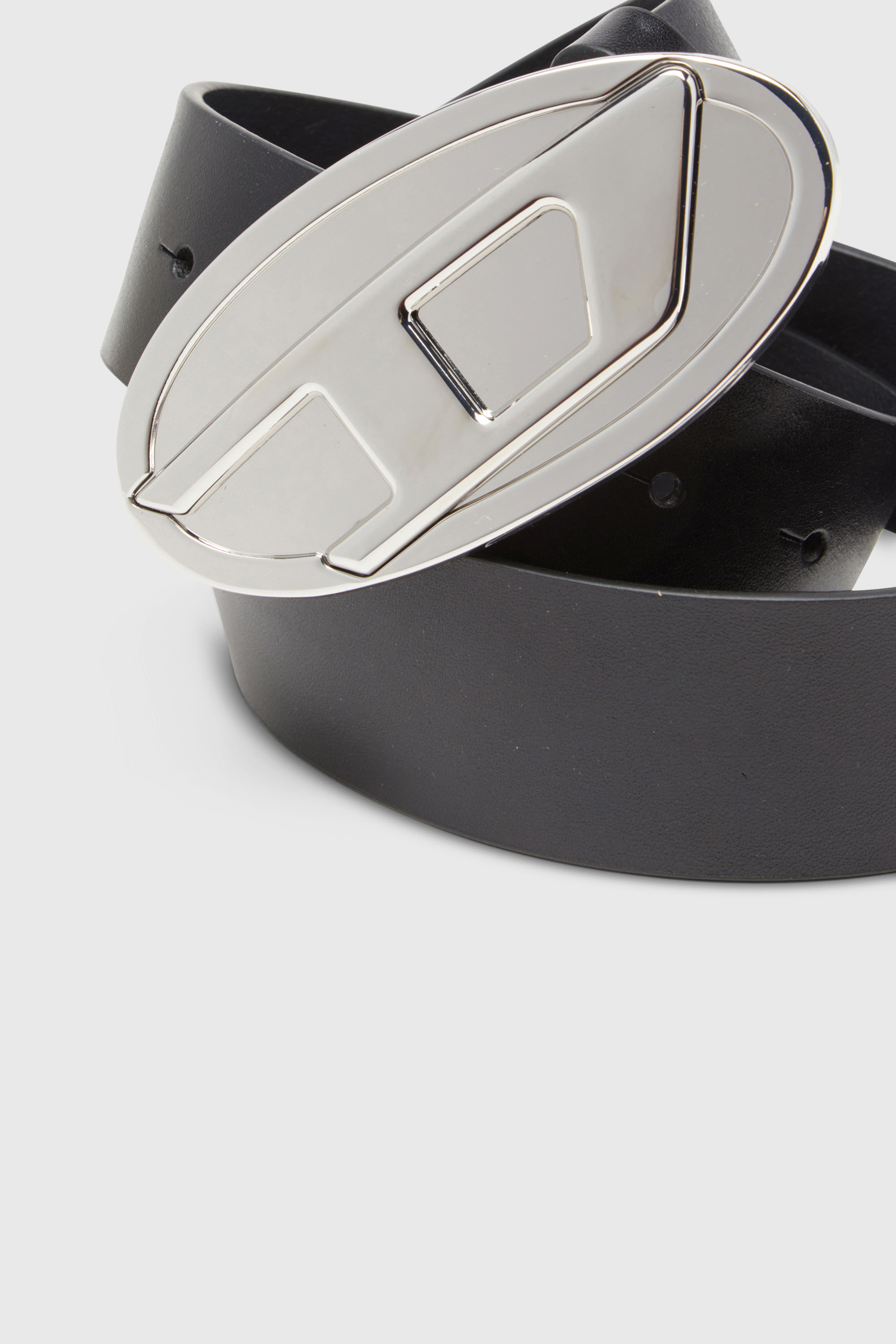 Diesel - B-1DR 2.0, Ceinture 4 cm en cuir avec plaque Oval D Femme in Noir - 3
