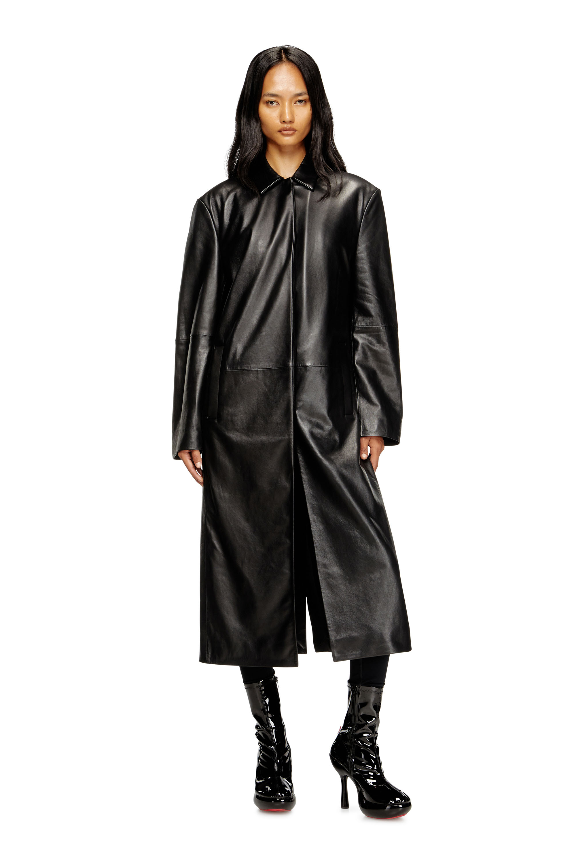 Diesel - L-ANCELOT, Long manteau en cuir matelassé Femme in Noir - 2