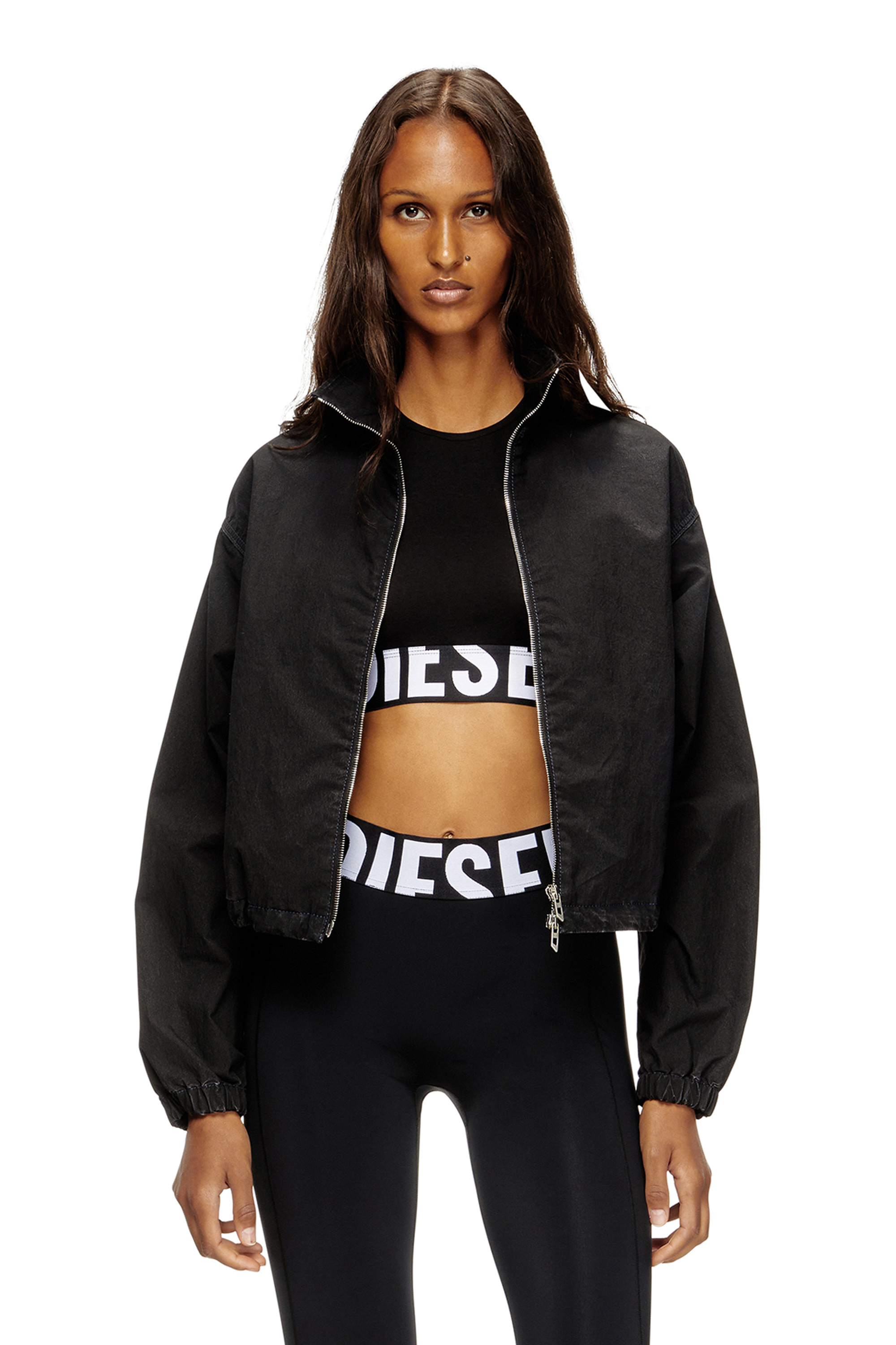 Diesel - ADA-D-POP, Débardeur crop avec logo découpé Femme in Noir - 4