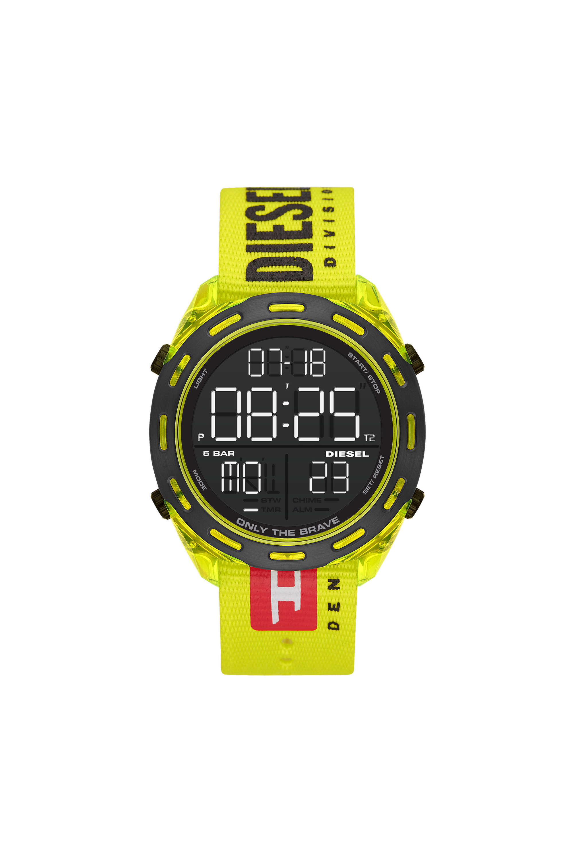 Diesel - DZ1895, Crusher montre num&eacute;rique en nylon jaune fluo Homme in Jaune - 1