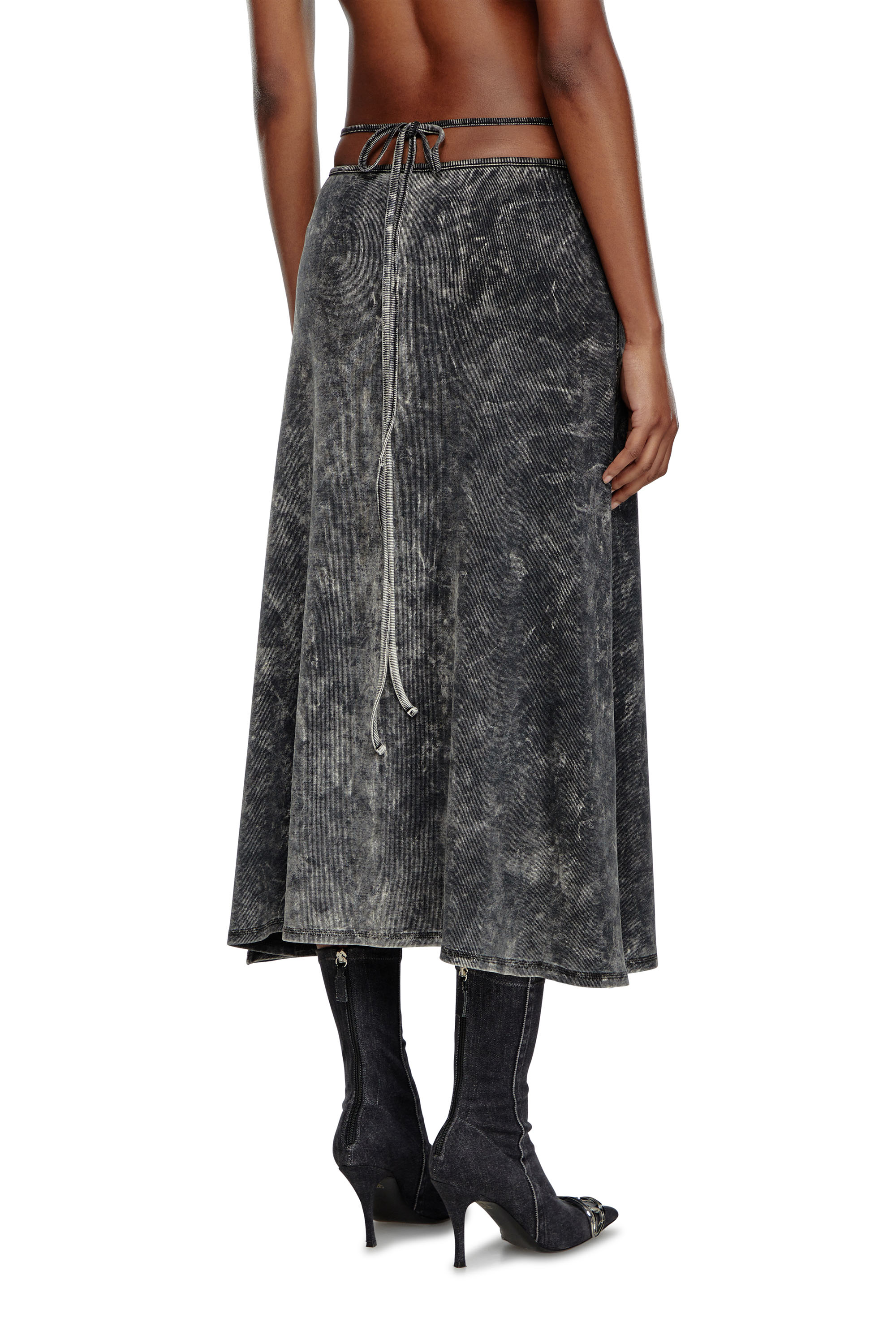 Diesel - O-ROSSI, Woman Marbled midi skirt with wrap-around ties in Grey - Image 4