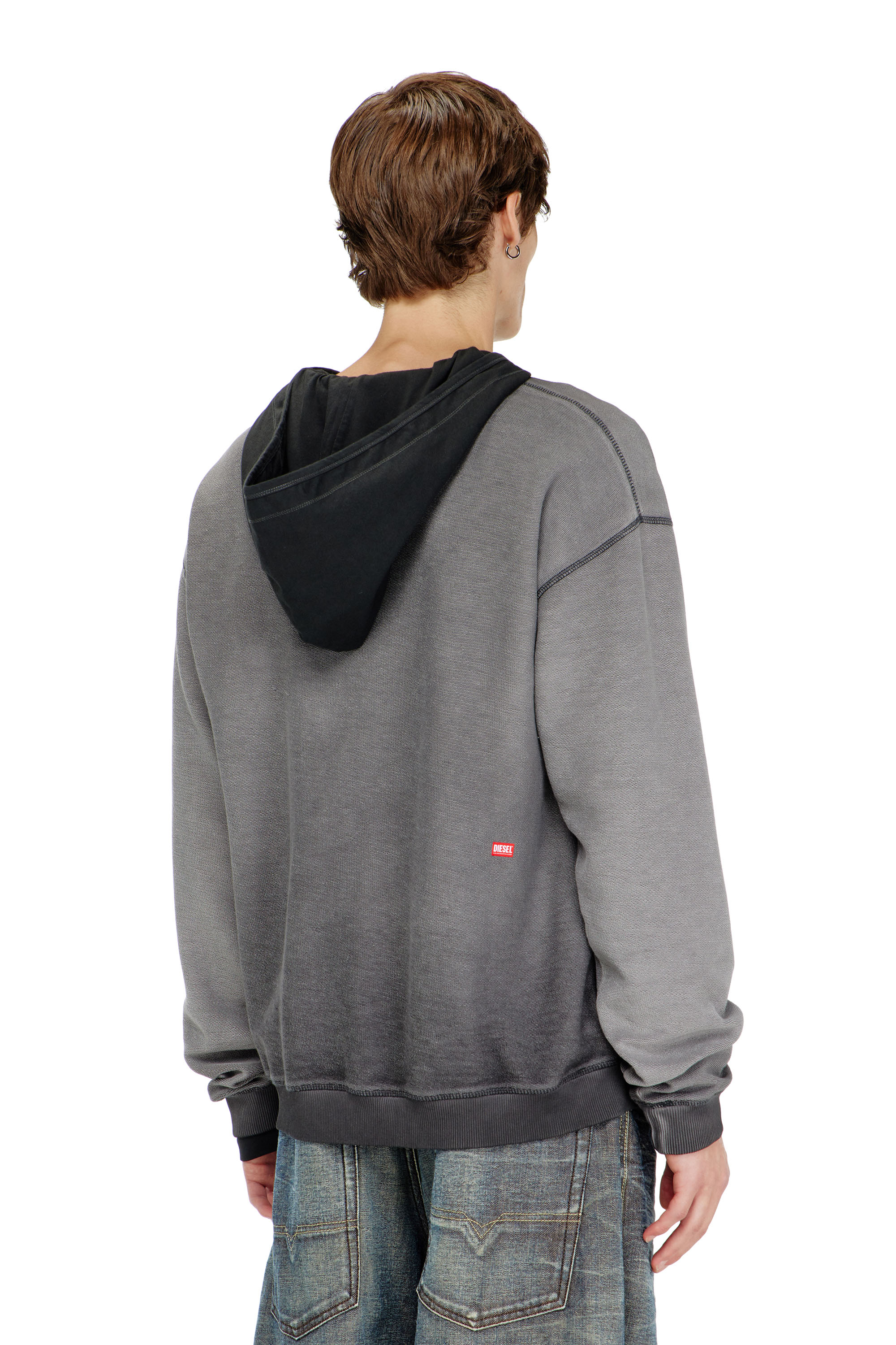 Diesel - S-ARON-RAW, Sweat-shirt avec imprim&eacute; d&eacute;vor&eacute; Homme in Gris - 4
