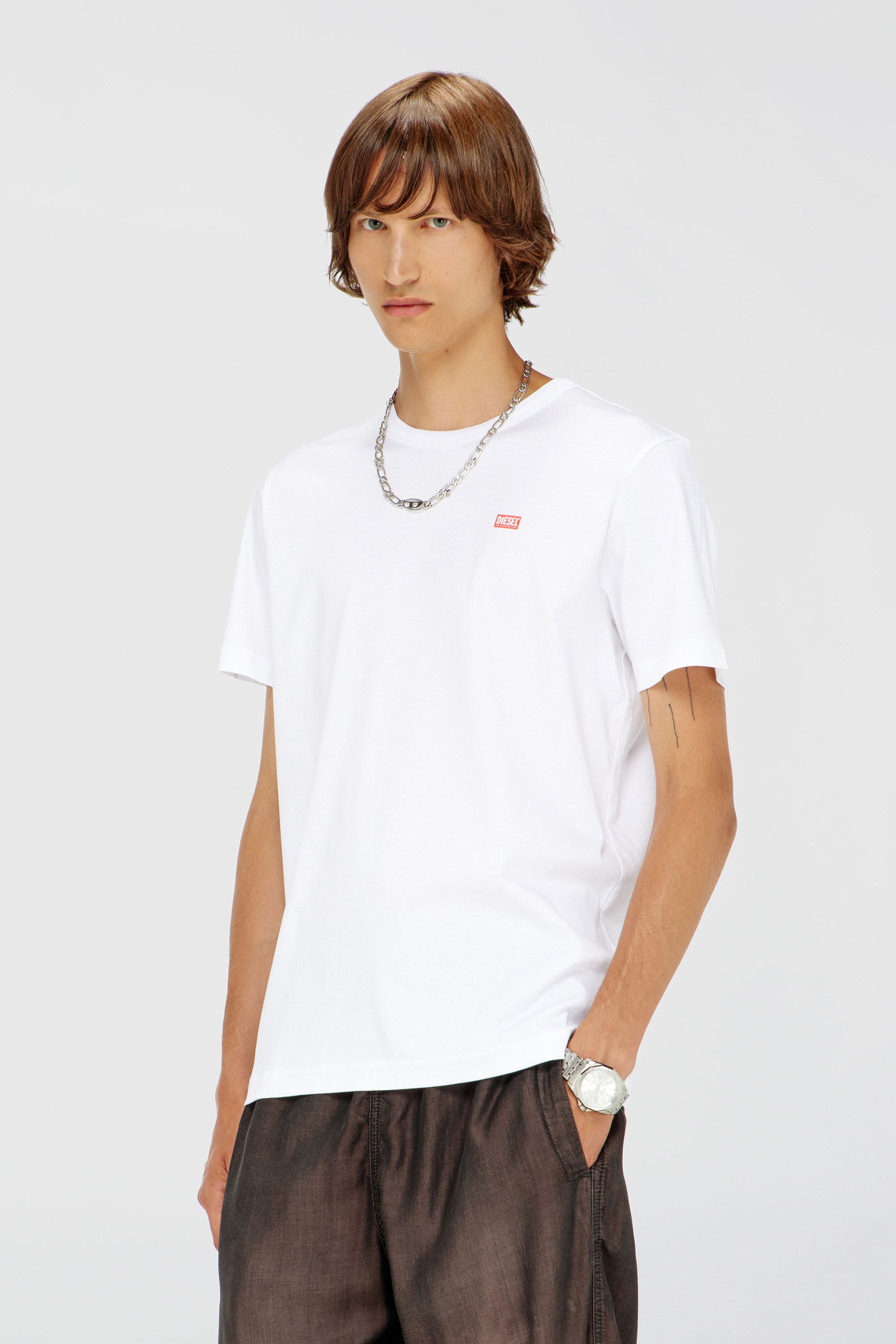 Diesel - T-MIEGOR-K77, T-shirt en coton merceris&eacute; Homme in Blanc - 1