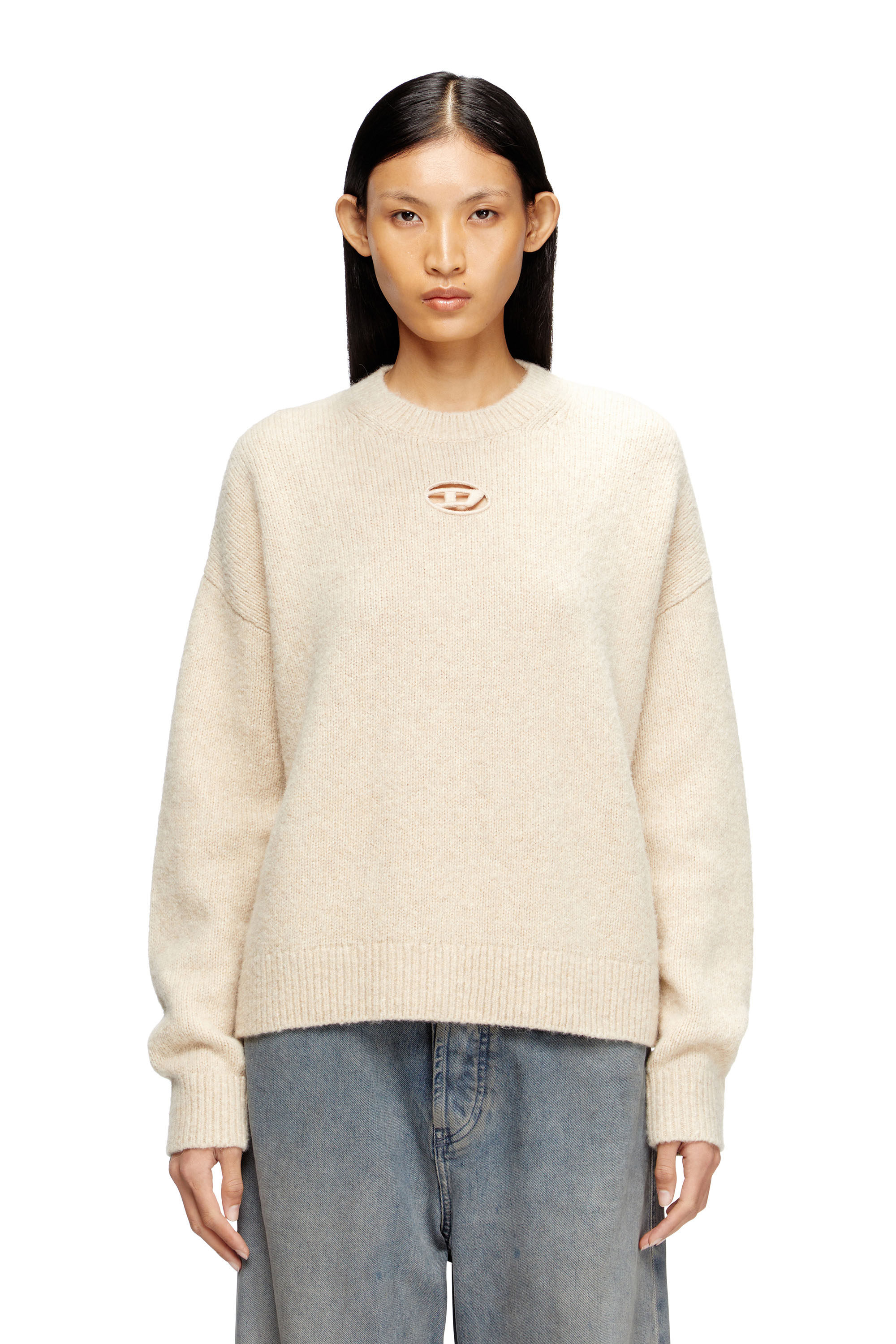 Diesel - M-AREETA, Pull en laine et mélange d'alpaga Femme in Beige - 1
