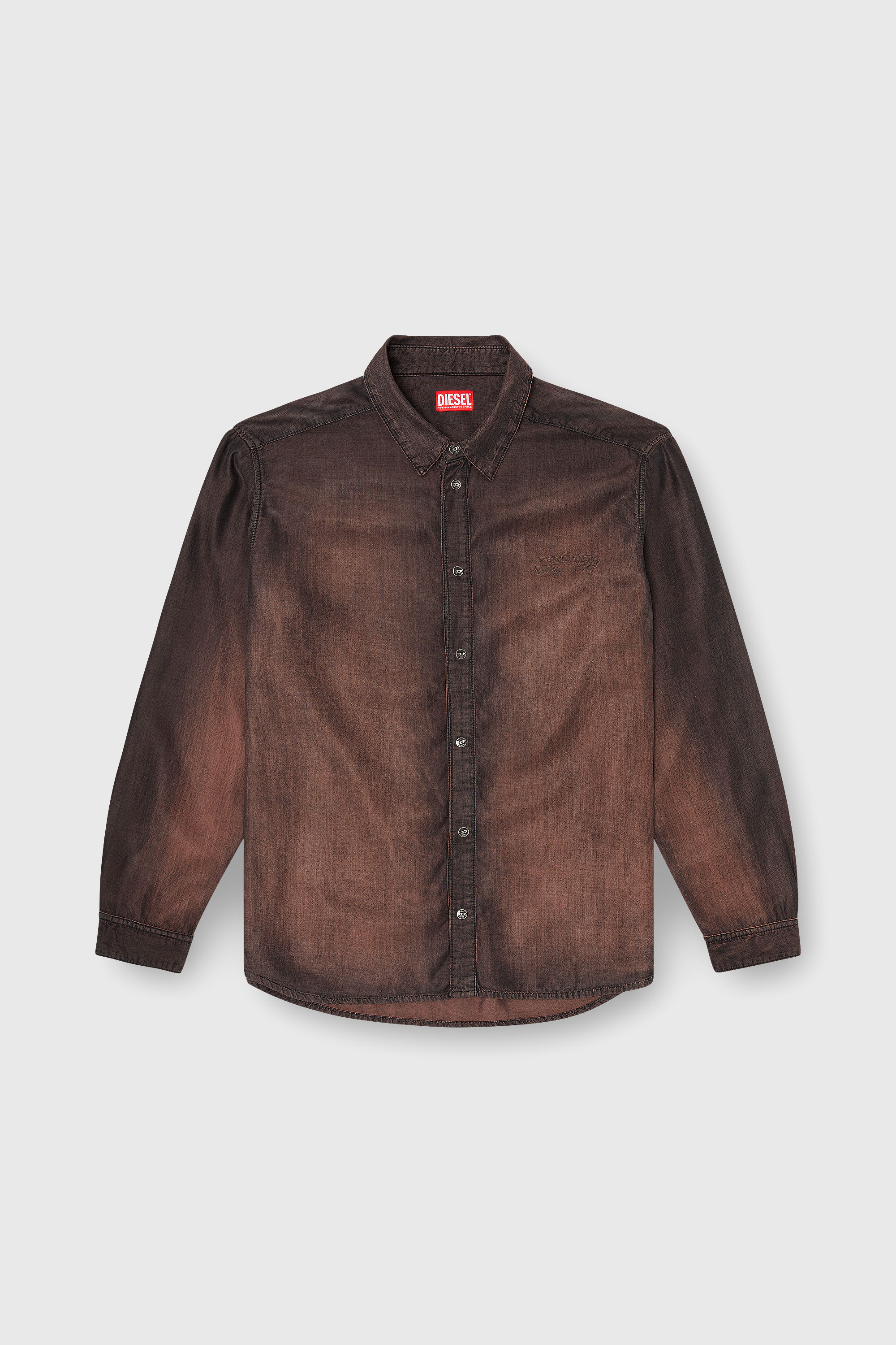 Diesel - D-SIMPLY-S16, Chemise en denim enduit fluide Homme in Marron - 2