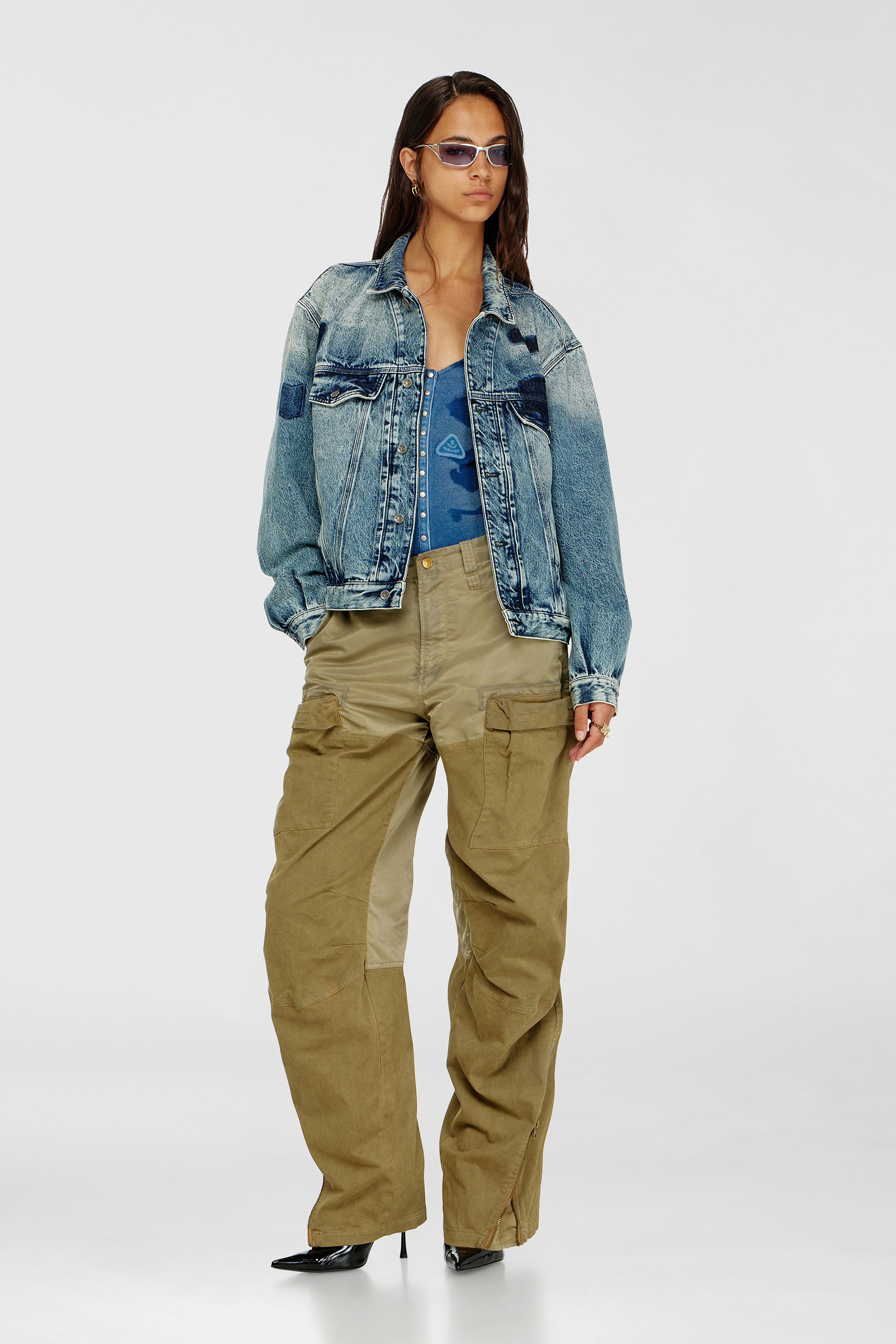 Diesel - T-LEY-AA1, Body en jersey c&ocirc;tel&eacute; avec effets patch ombr&eacute;s Femme in Bleu - 2