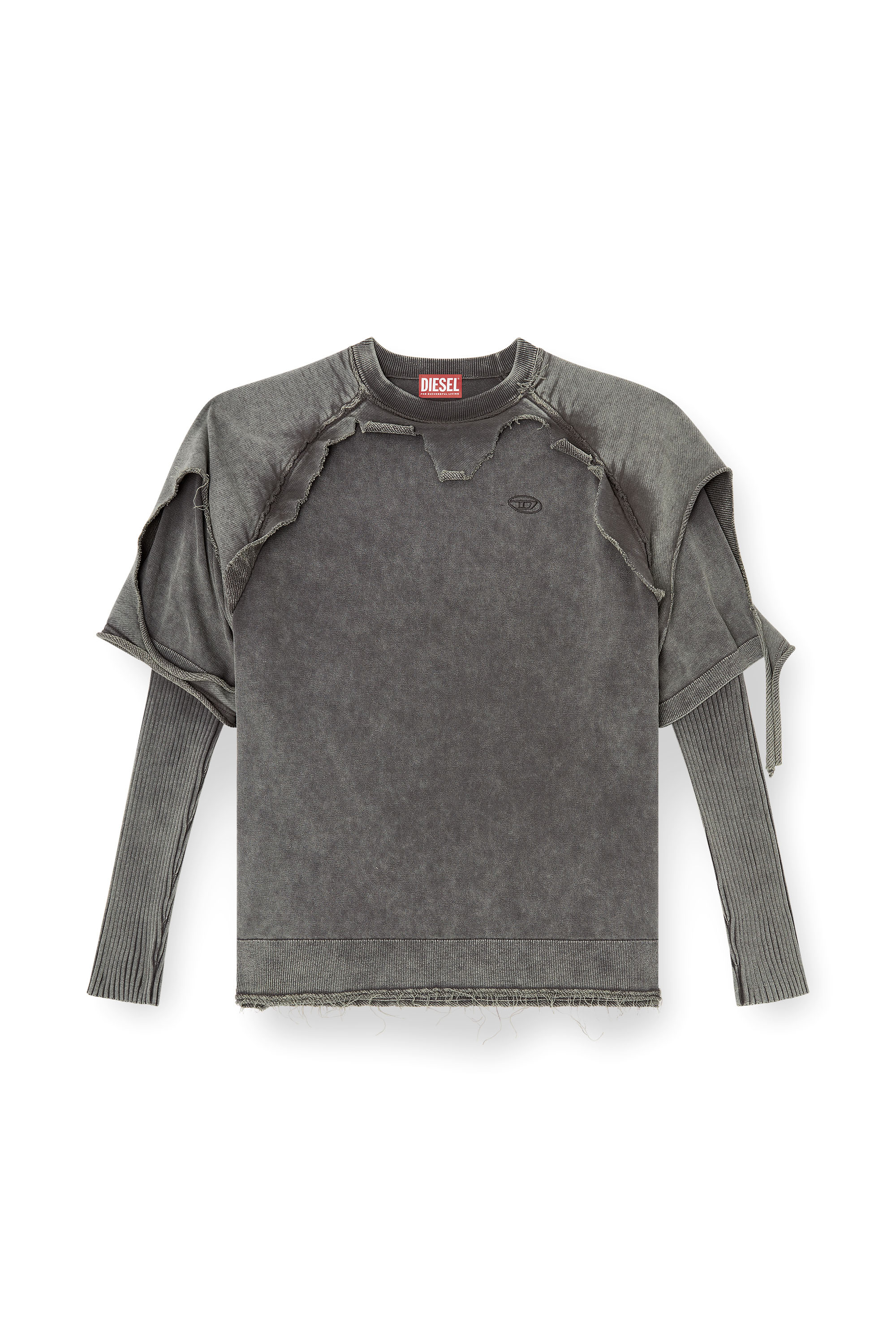 Diesel - K-PETRO, Pull superposé avec effet destroy Homme in Gris - 2