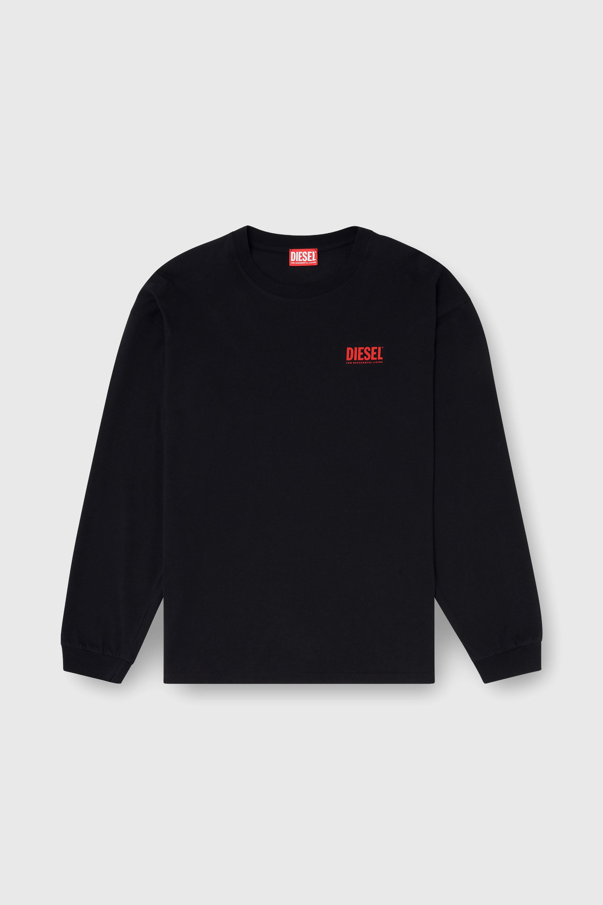 Diesel - T-BOXT-LS-BISK, T-shirt &agrave; manches longues d&eacute;contract&eacute;e avec logo Biscotto Homme in Noir - 2