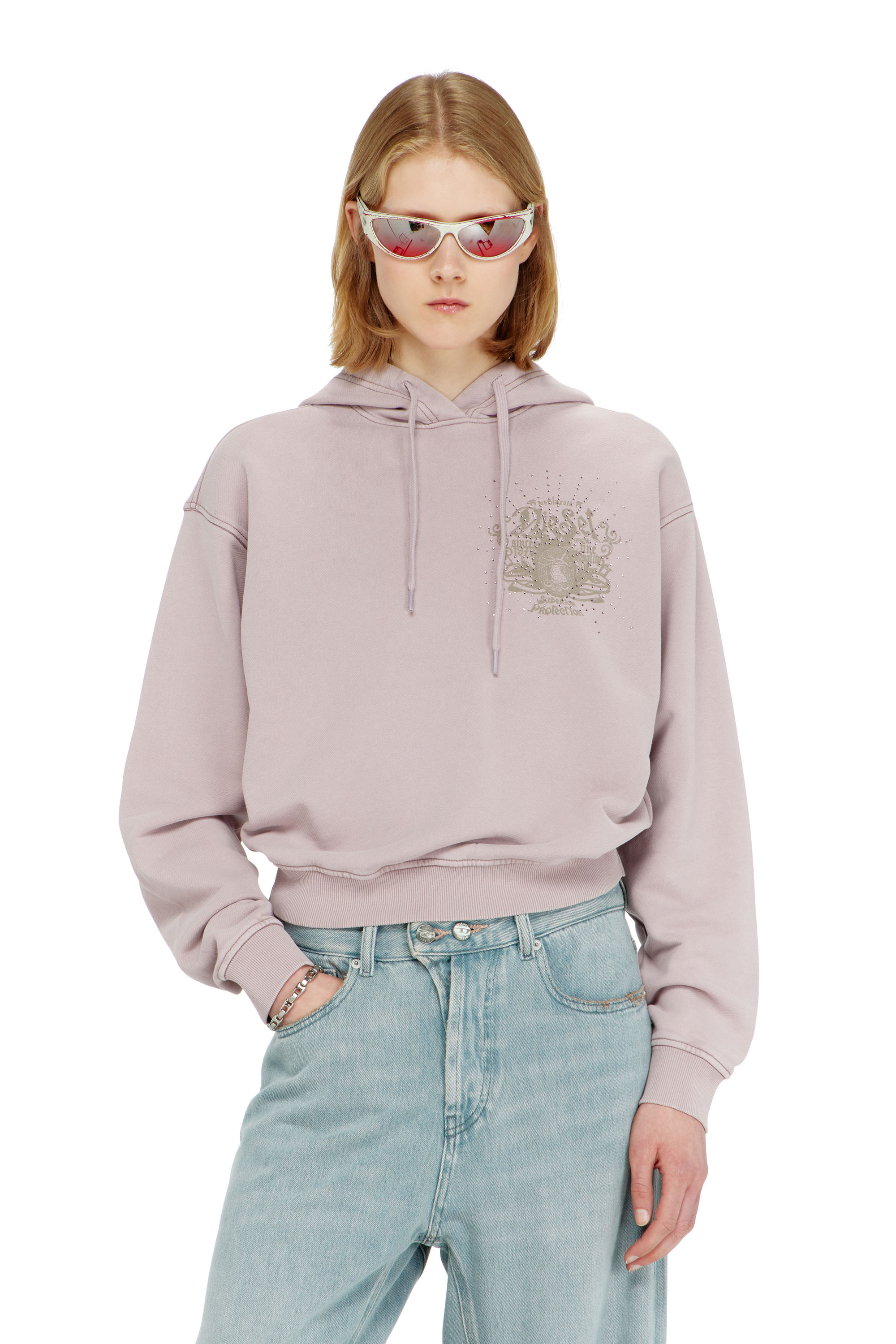 Diesel - F-PHOENY, Sweat &agrave; capuche avec imprim&eacute;s et clous strass Femme in ToBeDefined - 3