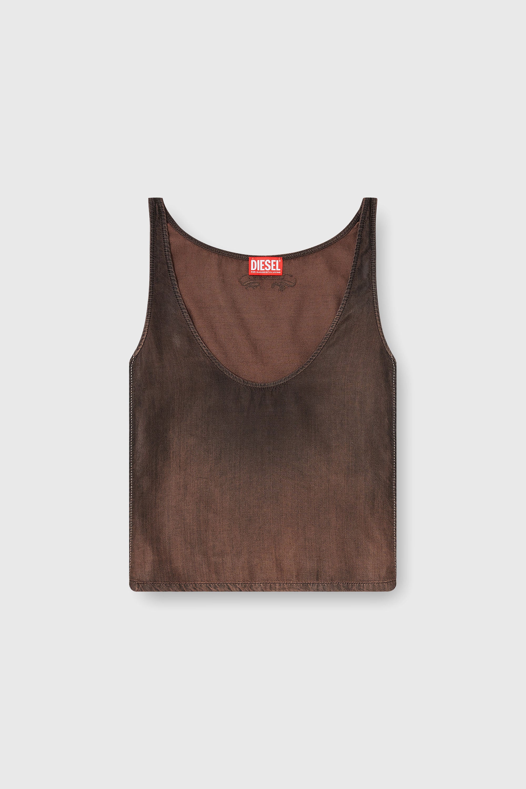Diesel - DE-NORIAN-S, D&eacute;bardeur en denim enduit fluide Femme in Marron - 2