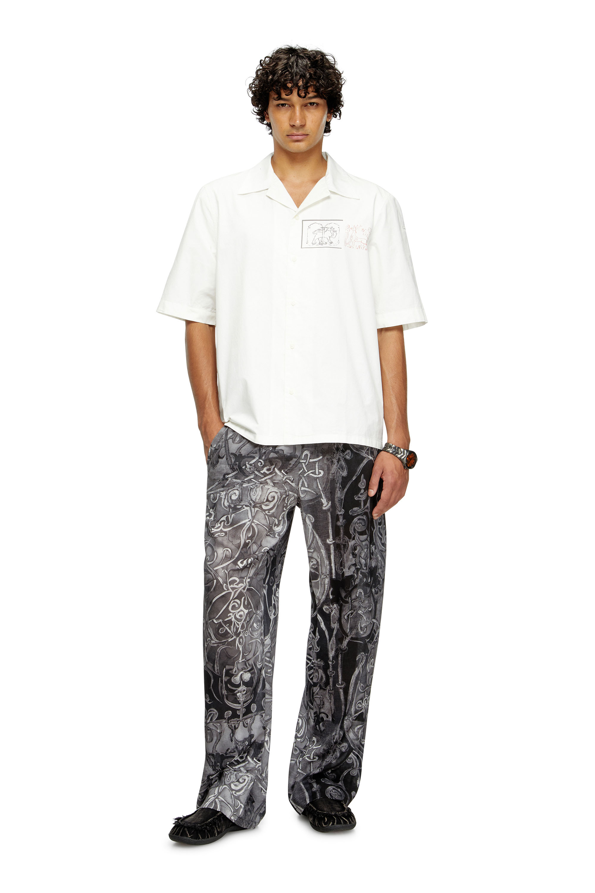 Diesel - S-BRACK-A-HGBS, Chemise avec imprimé épée Homme in Blanc - 2