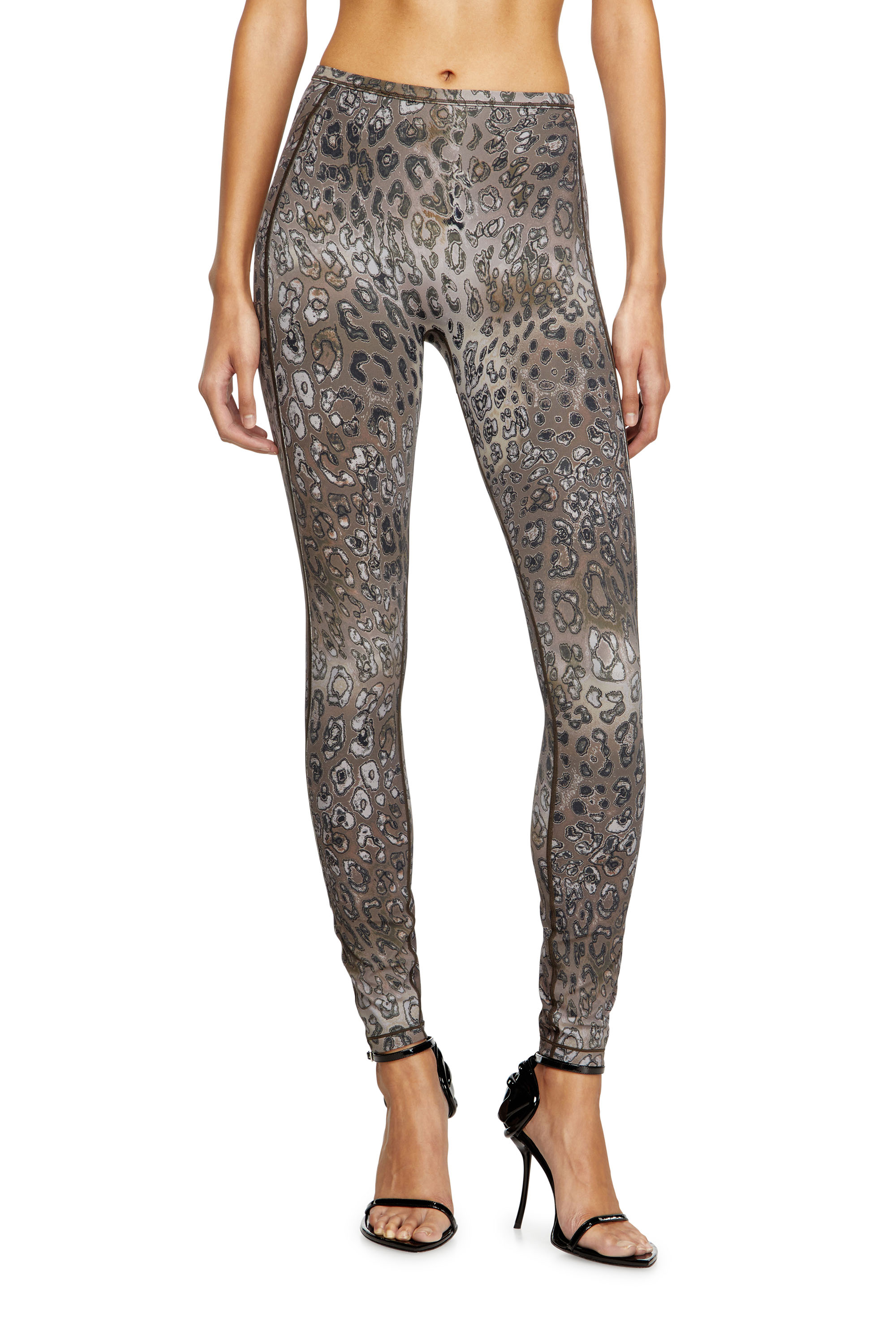 Diesel - MEREDITH-UTLT, Leggings en nylon imprimé léopard Femme in Marron - 5