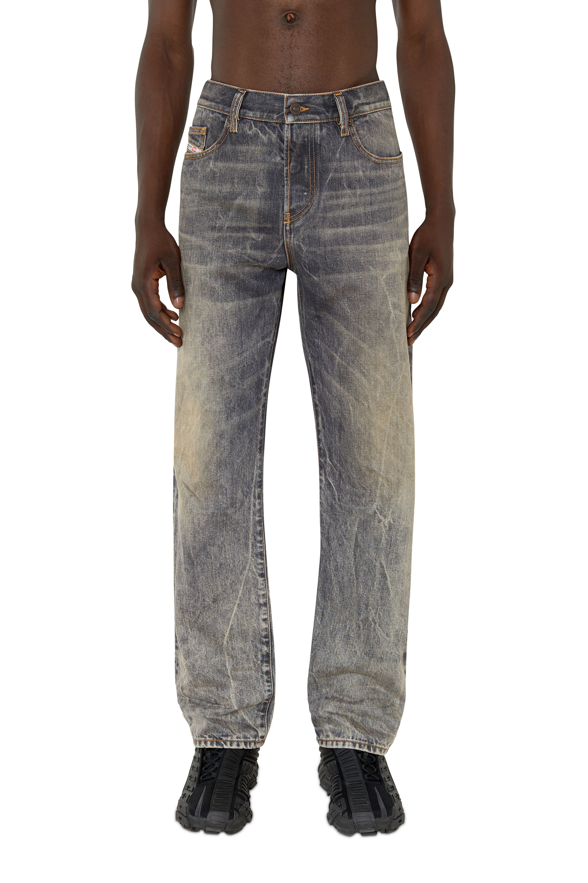 Diesel - 2020 D-Viker 007C9 Straight Jeans, Noir/Gris foncé - Image 1