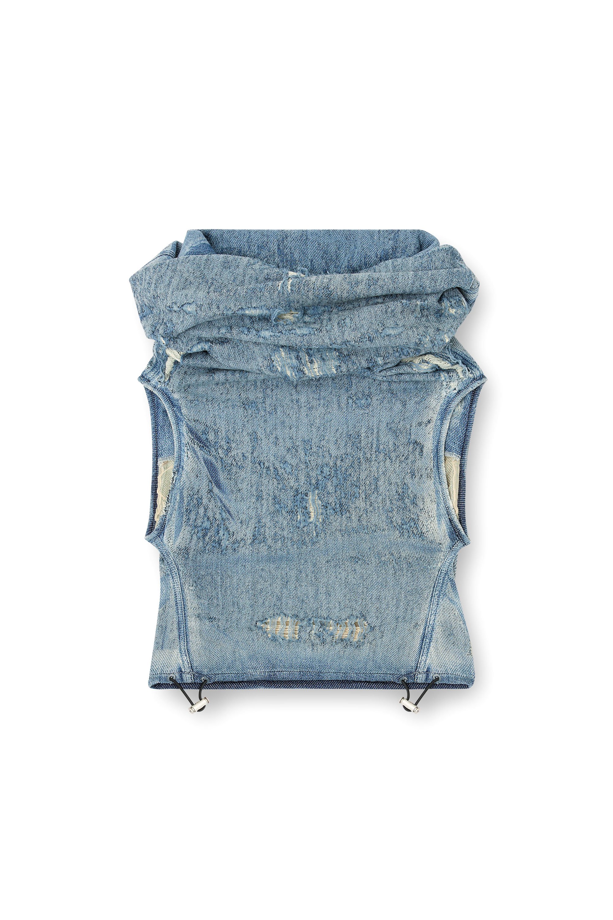 Diesel - DE-VANIA-FSG, Top en denim jacquard ultra-destroyed Femme in Bleu - 3