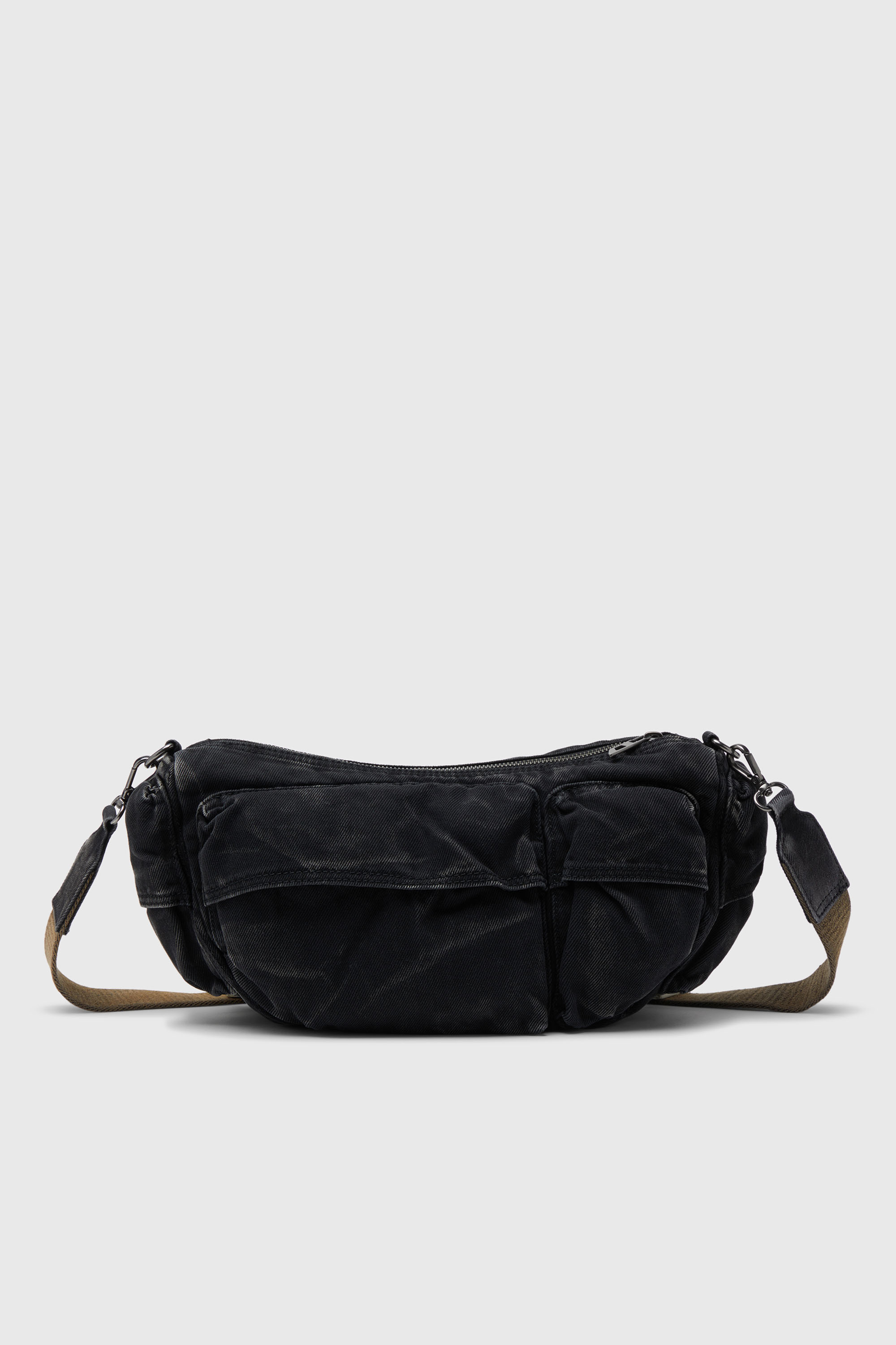 Diesel - MULTI-PKTS SHOULDER BAG X, Multi-Pkts-Sac multipoches en denim d&eacute;lav&eacute; Mixte in Noir - 2