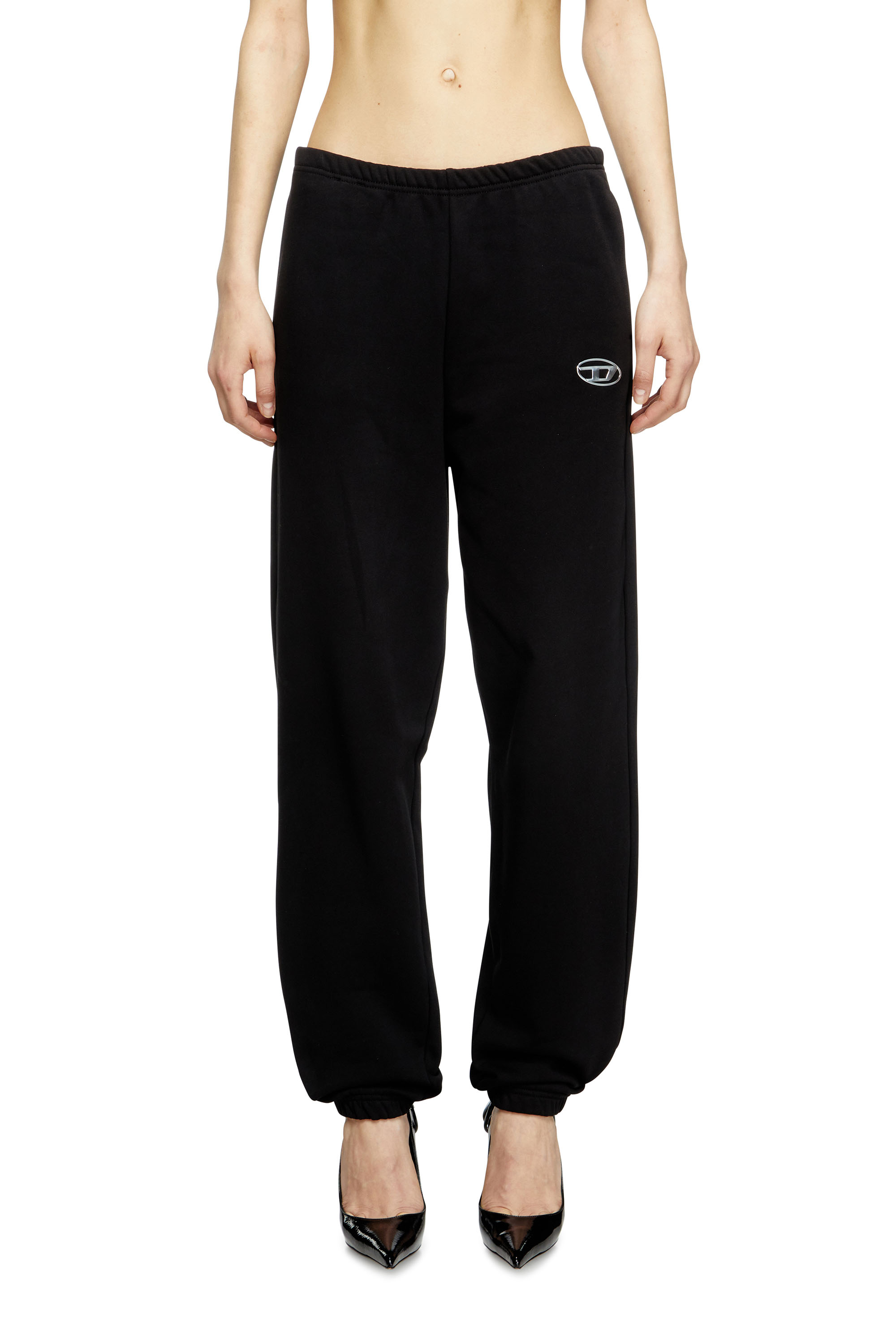 Diesel - P-LACYN-OD, Pantalon de survêtement avec logo Oval D effet métal Femme in Noir - 1