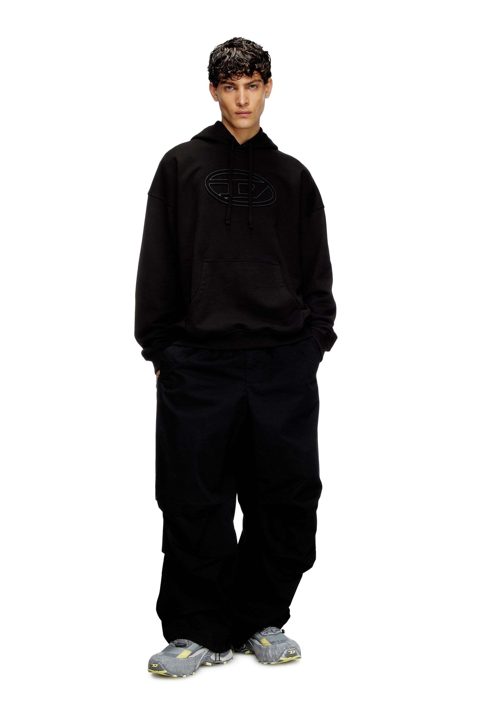 Diesel - S-UMMER-BIGOVAL, Sweat-shirt à capuche avec Oval D embossé Homme in Noir - 1