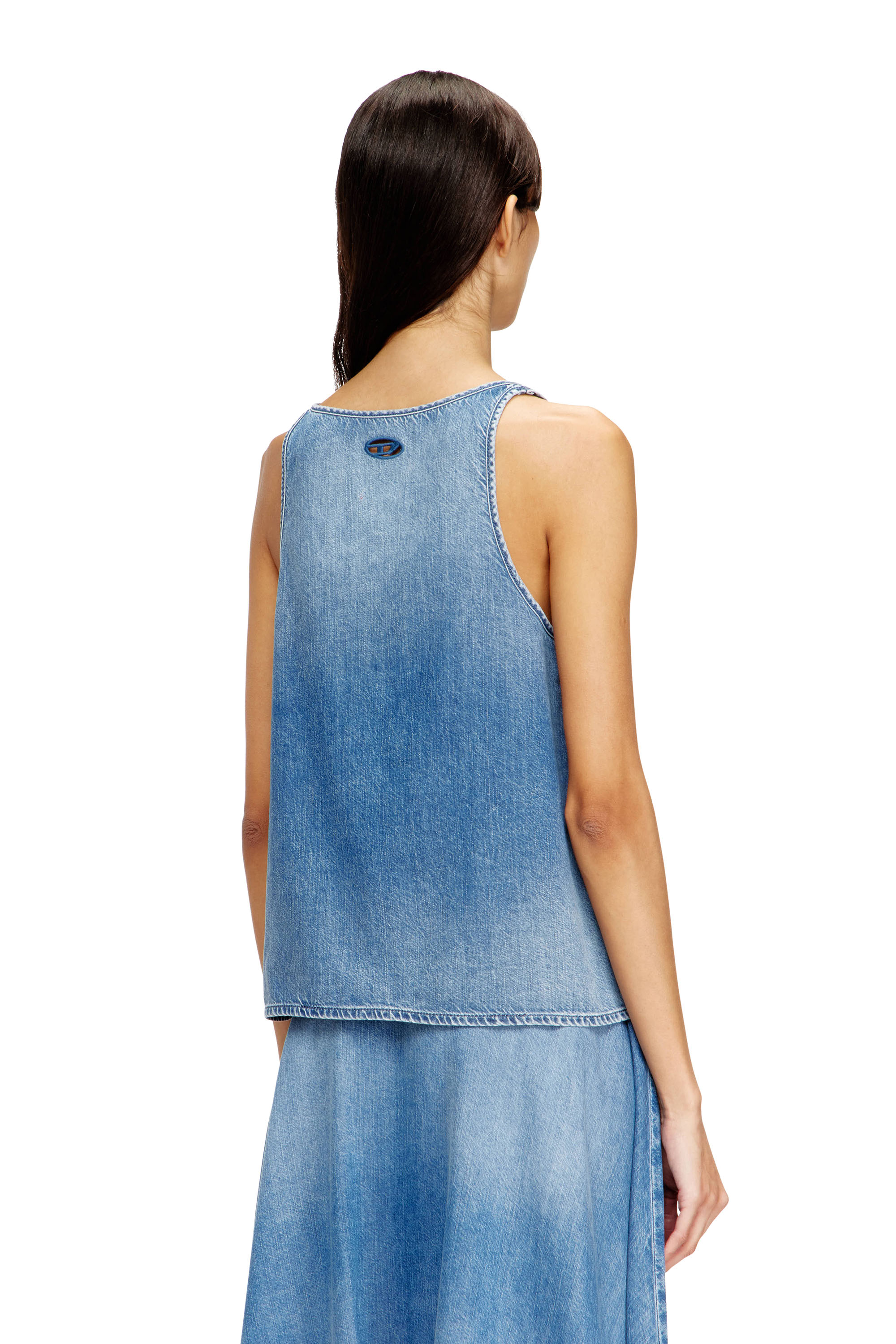 Diesel - DE-MISY-S, Haut en denim l&eacute;ger d&eacute;lav&eacute; &agrave; la pierre Femme in Bleu - 4