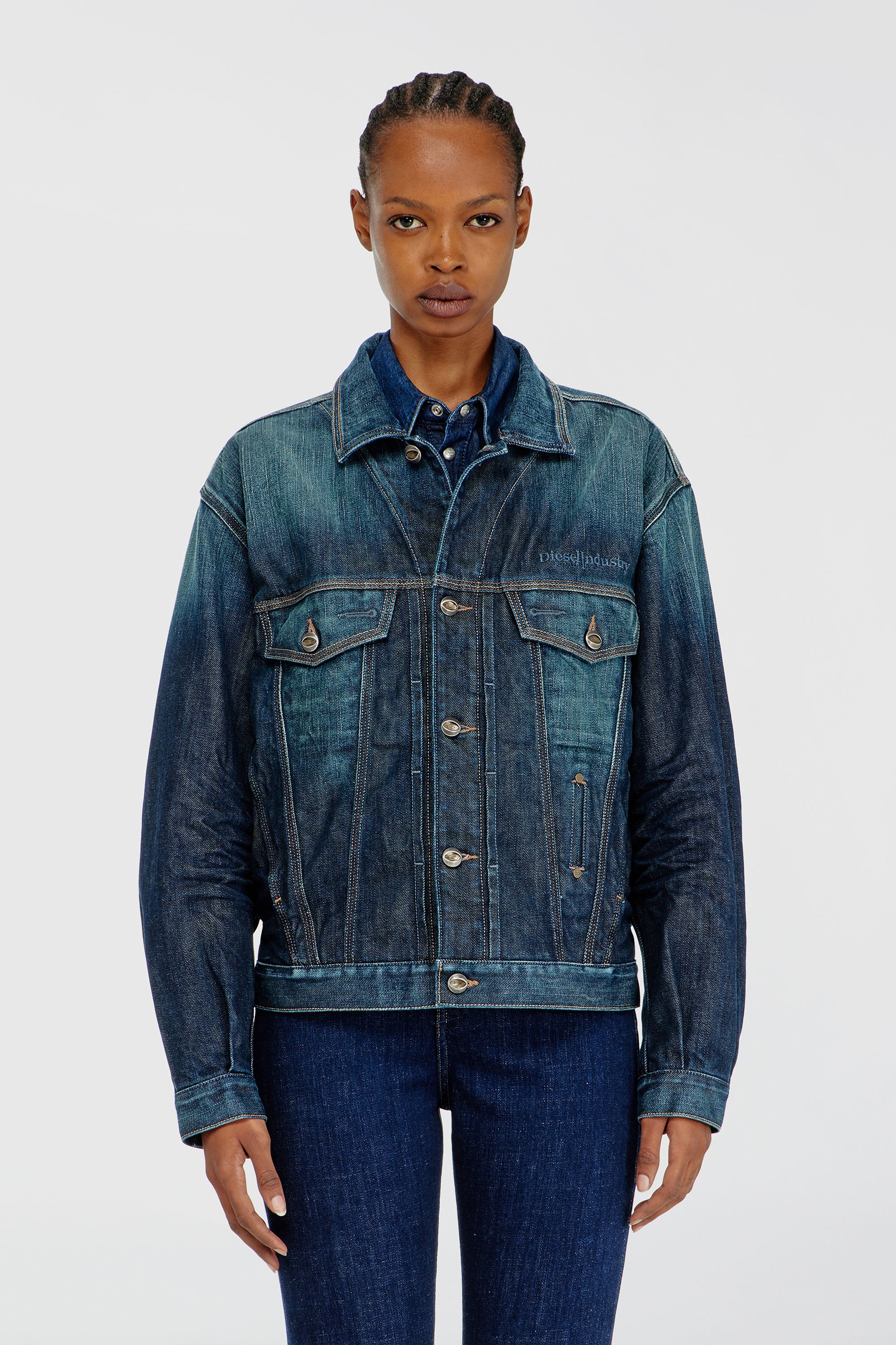 Diesel - D-DENVER-CL, Veste trucker en denim selvedge Mixte in Bleu - 6