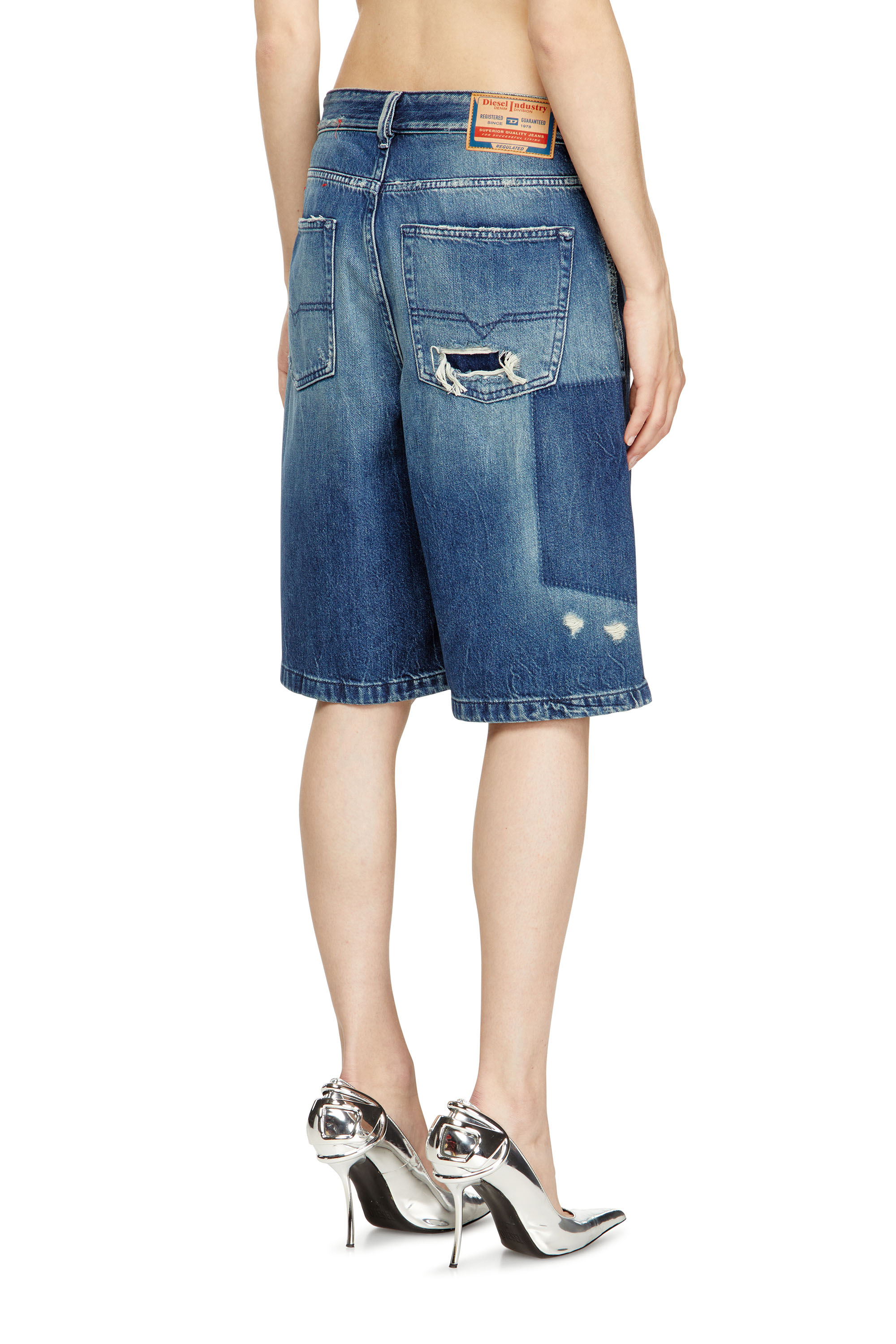 Diesel - DE-SIRE-SHORT, Short en denim à effet contrasté Femme in Bleu - 4
