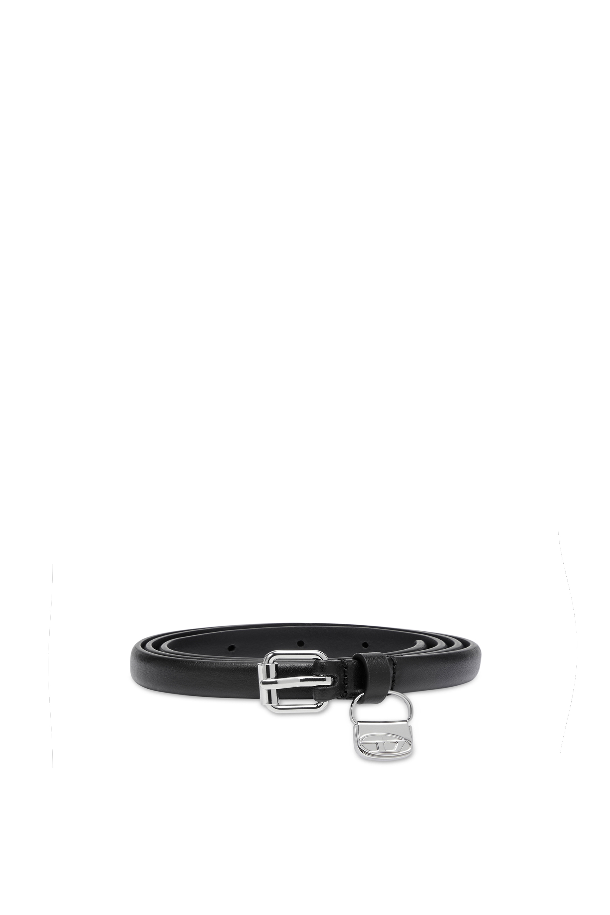 Diesel - B-CHARM HIP, Ceinture 1.4 cm slim en cuir avec bijou de sac 1DR Femme in Noir - 1