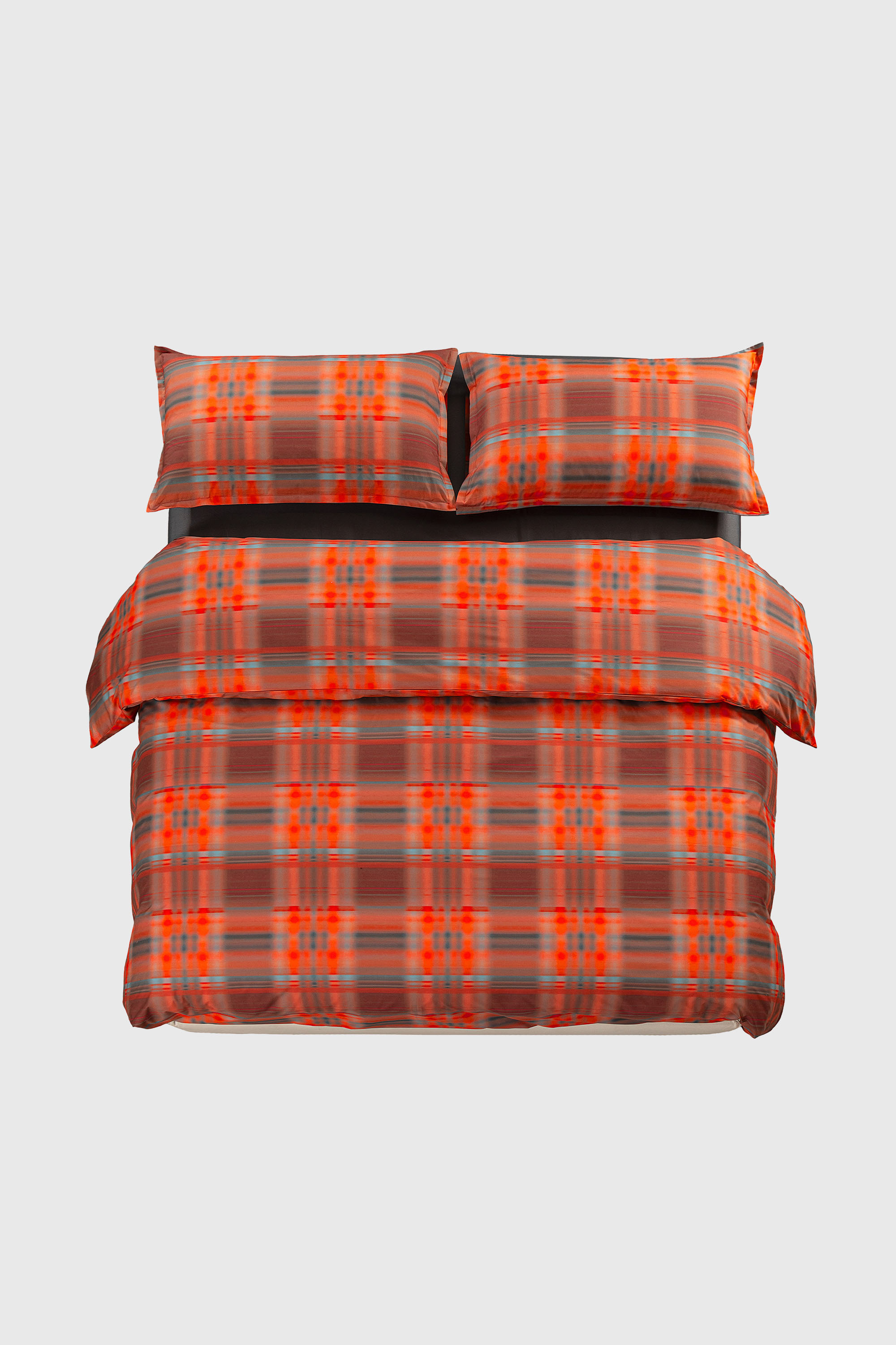 Diesel - 1016333  HAZY TARTAN DUVET COVER SET FOR, Parure de housse de couette en percale pour lit queen size Mixte in Orange - 1