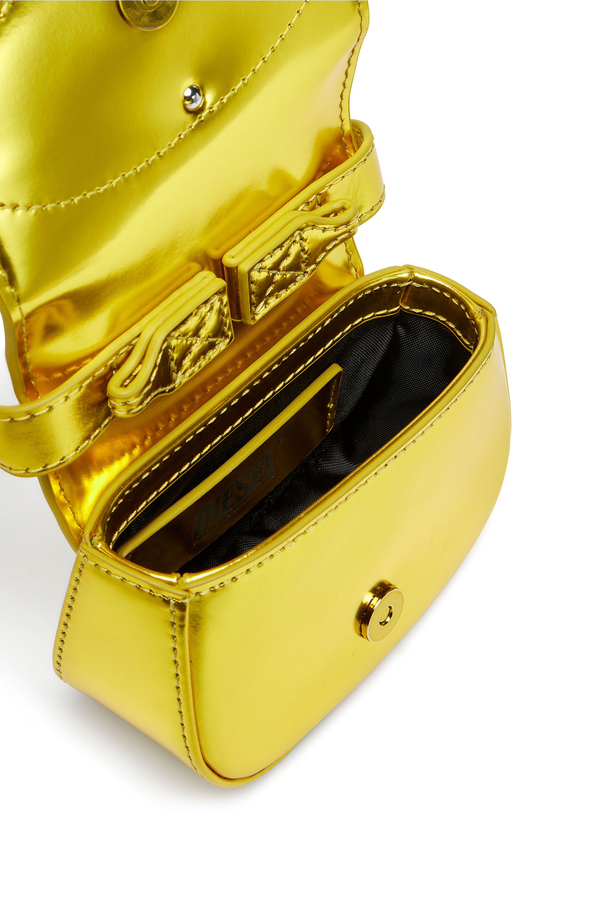 Diesel - 1DR-XS-S, Woman 1DR-XS-S-Iconic mini bag in mirrored leather in Yellow - Image 4