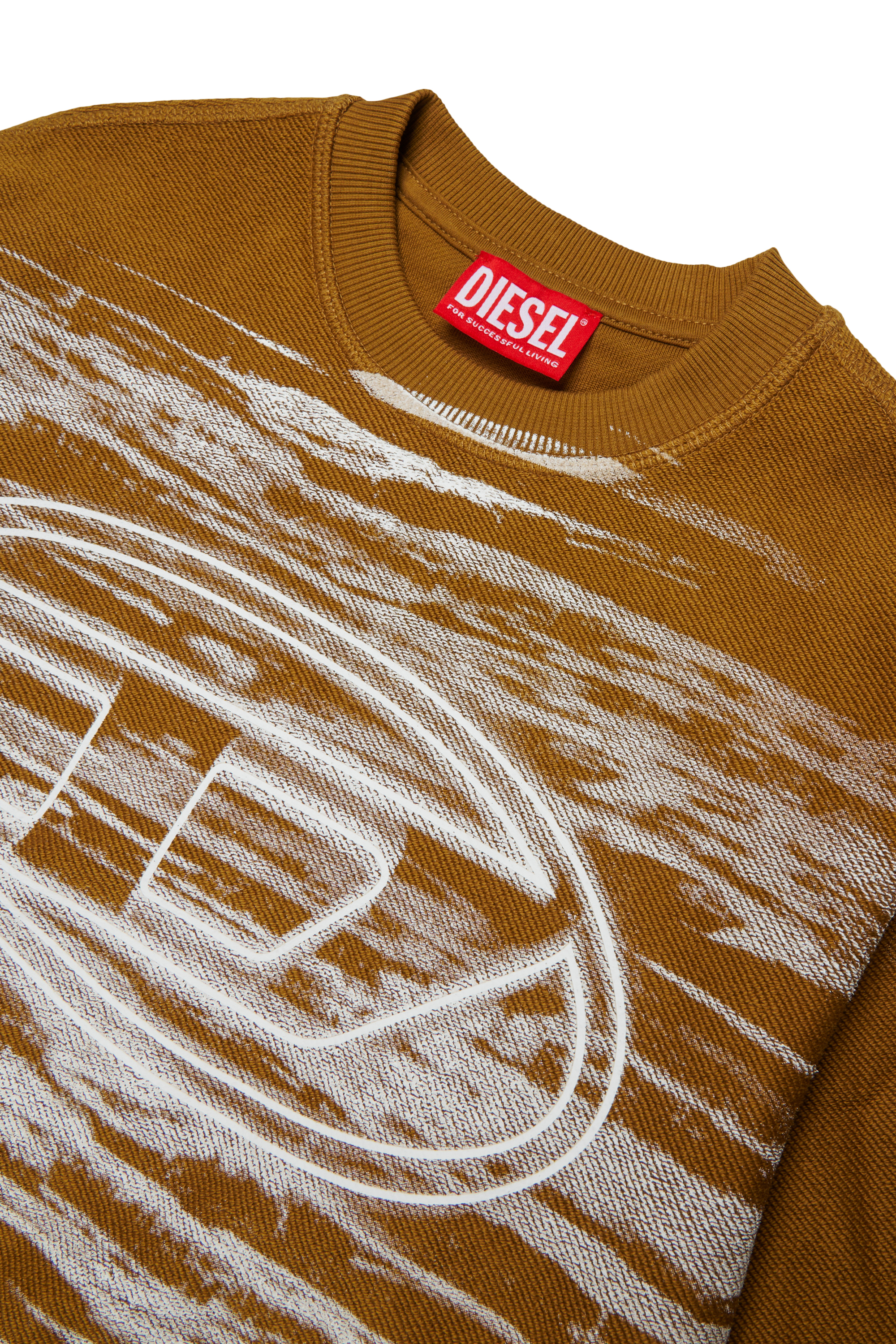 Diesel - SFRIT OVER, Sweatshirt avec rayures et logo Oval D Homme in Marron - 3