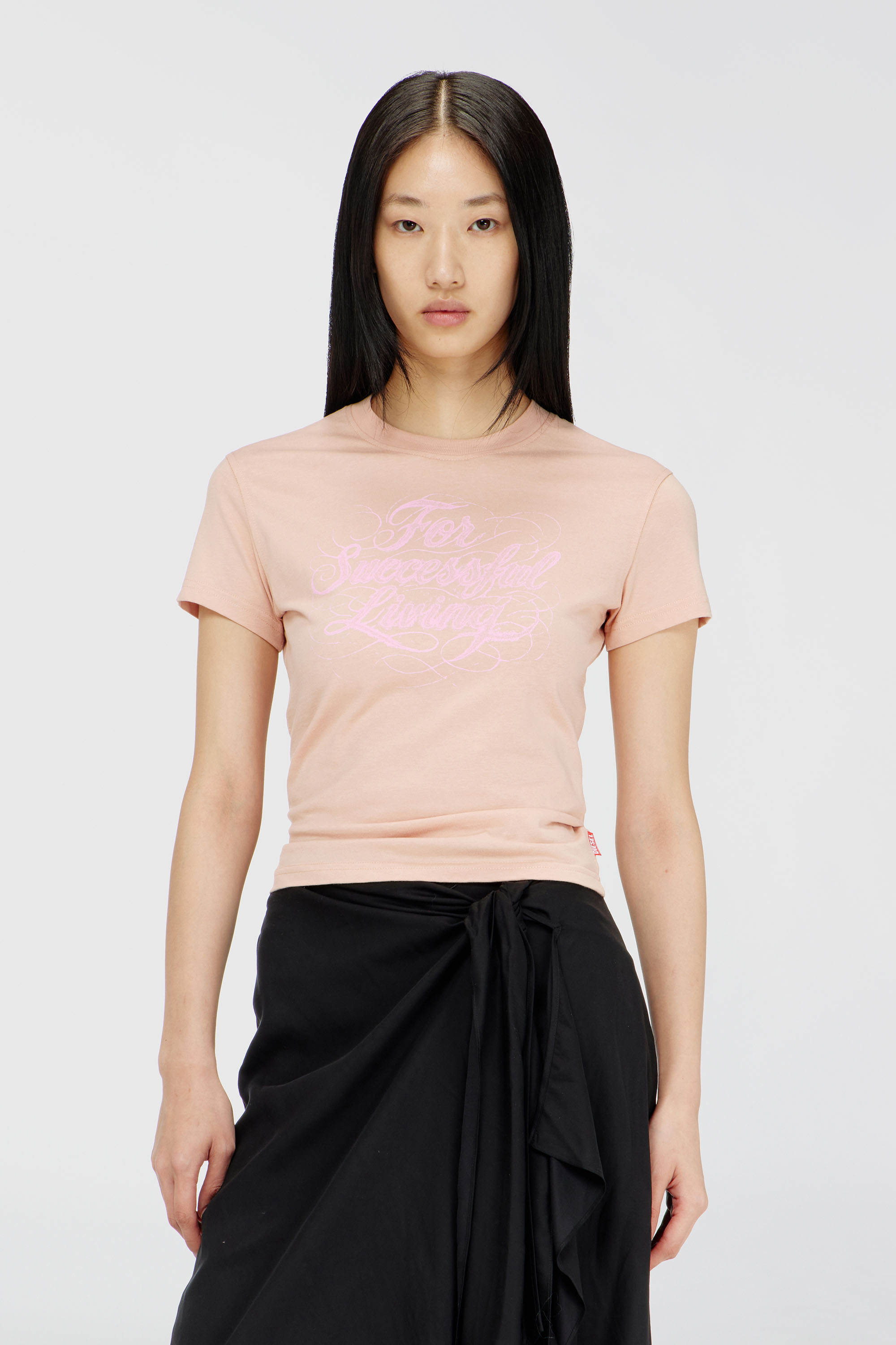 Diesel - T-ILA-AA4, T-shirt avec imprim&eacute; logo Femme in Rose - 3