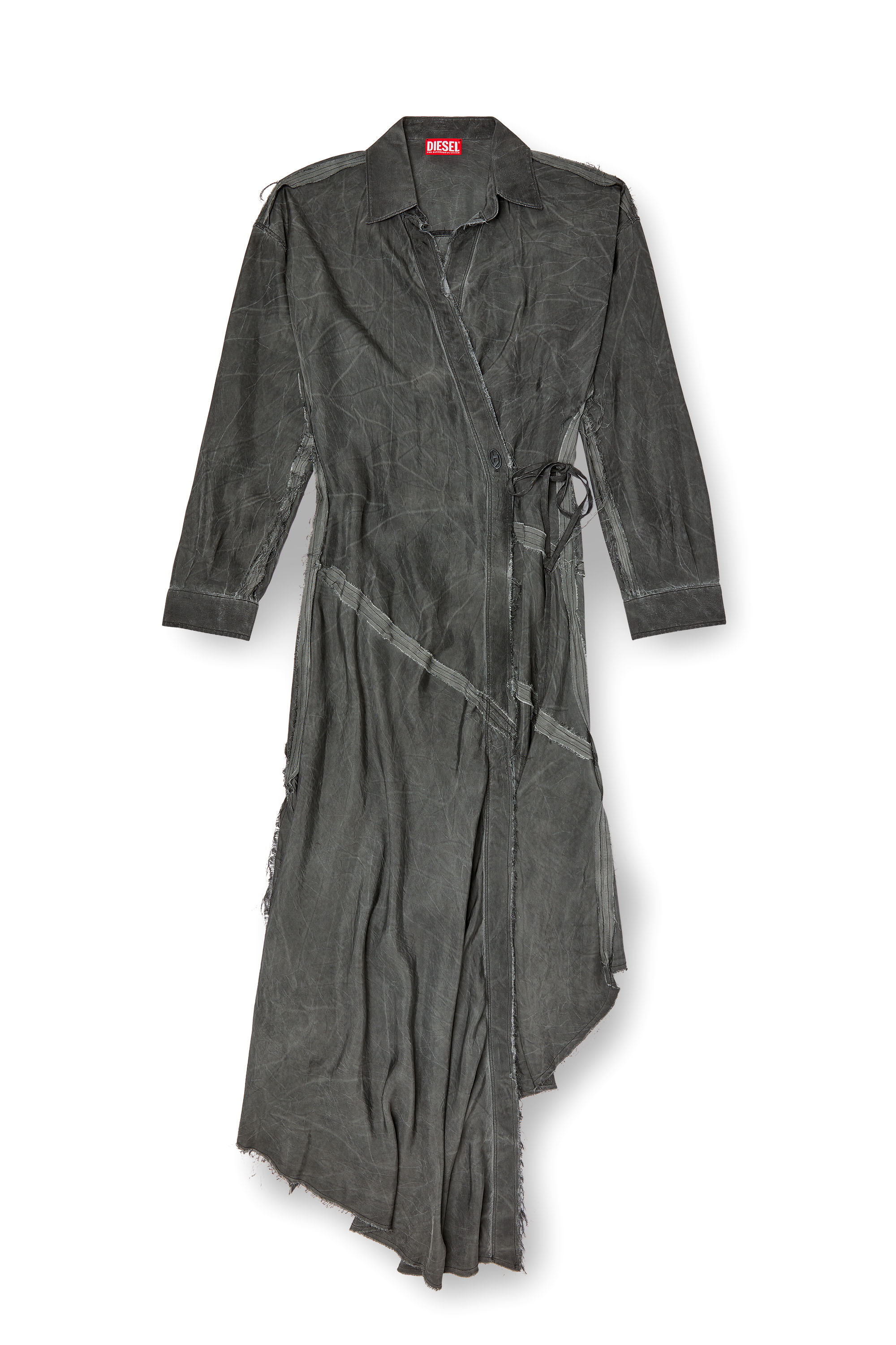 Diesel - D-RAVEN-Q1, Robe asymétrique à manches longues Femme in Gris - 3