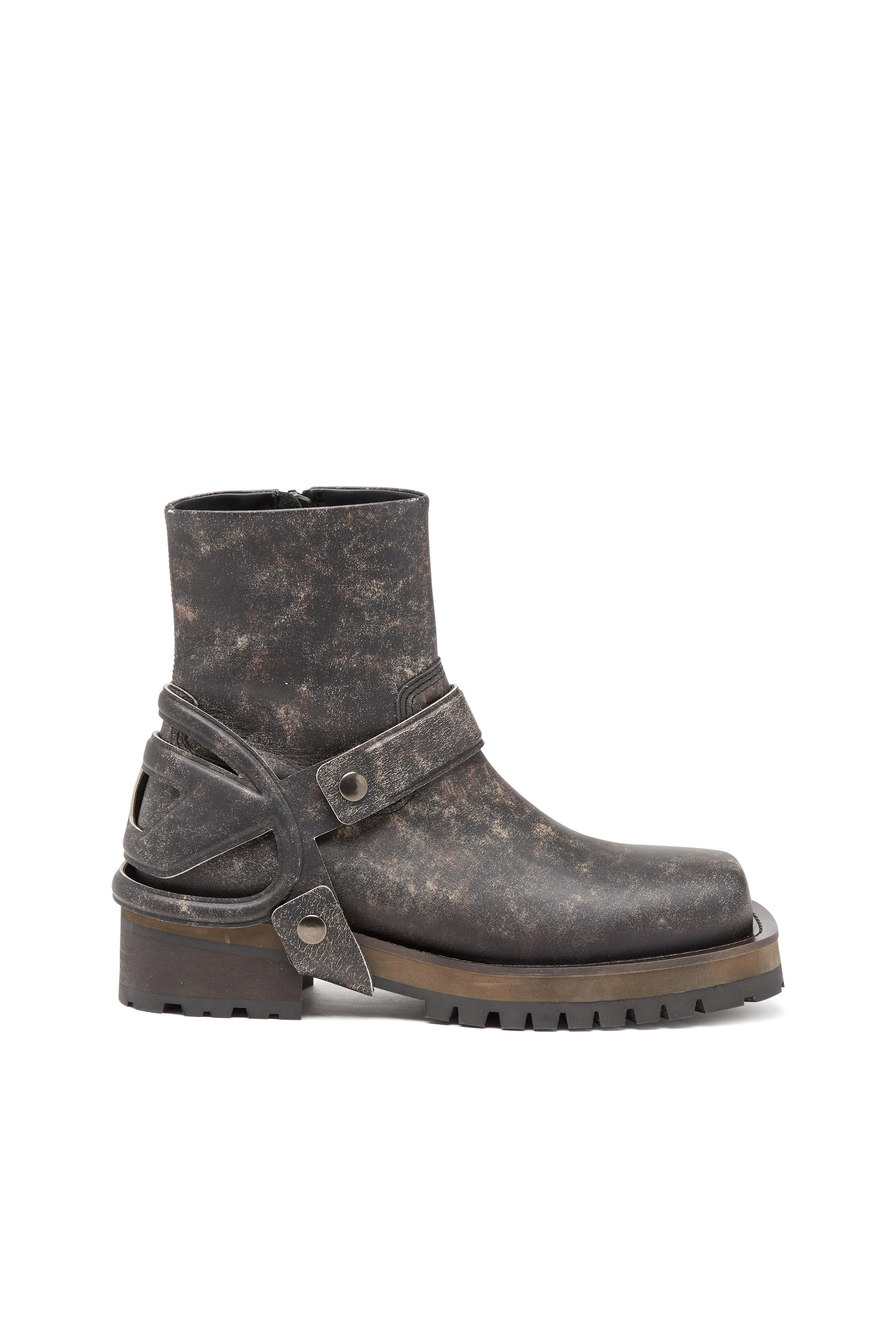 Diesel - D-TEXAN CH, D-Texan-Bottes harnais en cuir vieilli Homme in Marron - 1