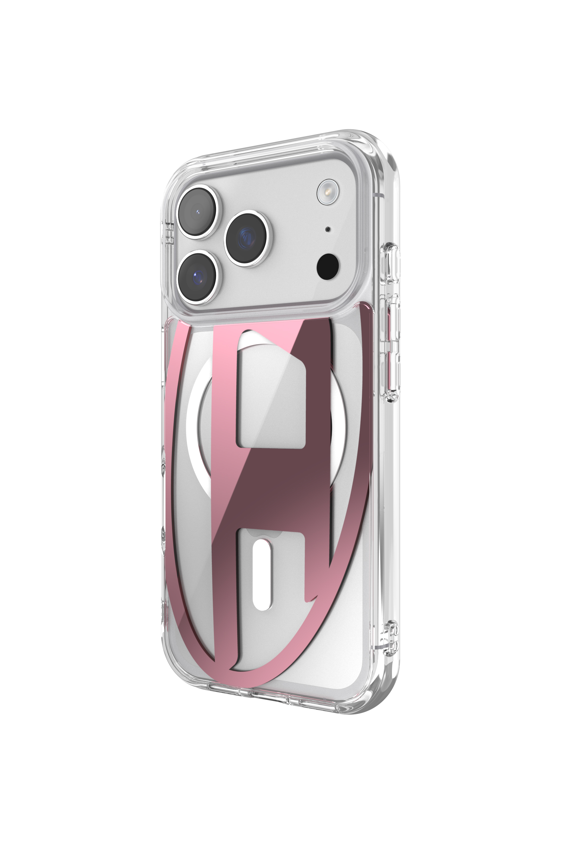 Diesel - 60421 AOP CASE, &Eacute;tui m&eacute;tallique Oval D avec Magsafe pour iPhone 17 Pro Mixte in Rose - 4