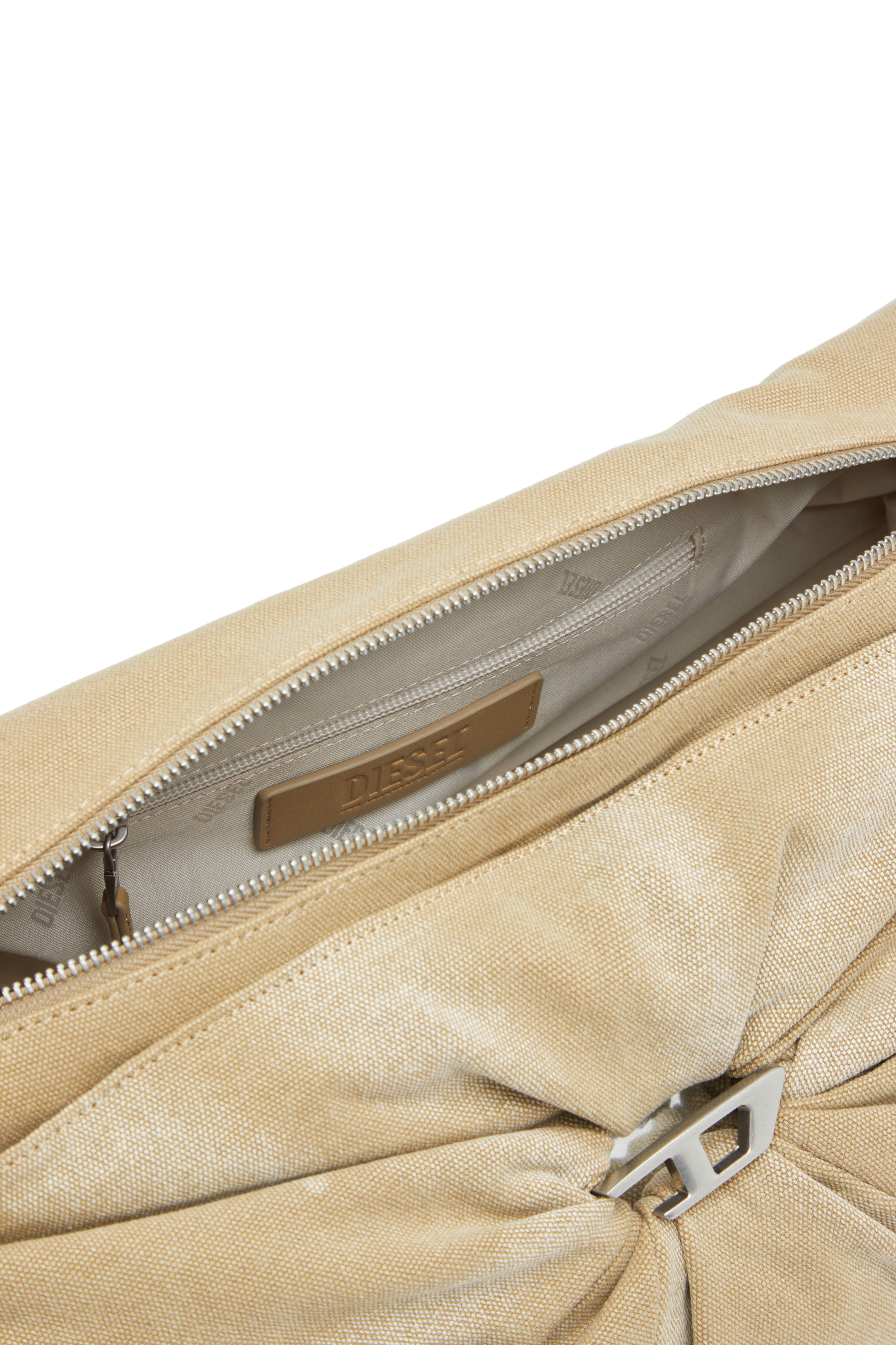 Diesel - SCRUNCH-D CROSSBODY L, Scrunch-D L-Sac polochon froissé en toile traitée Femme in Beige - 3