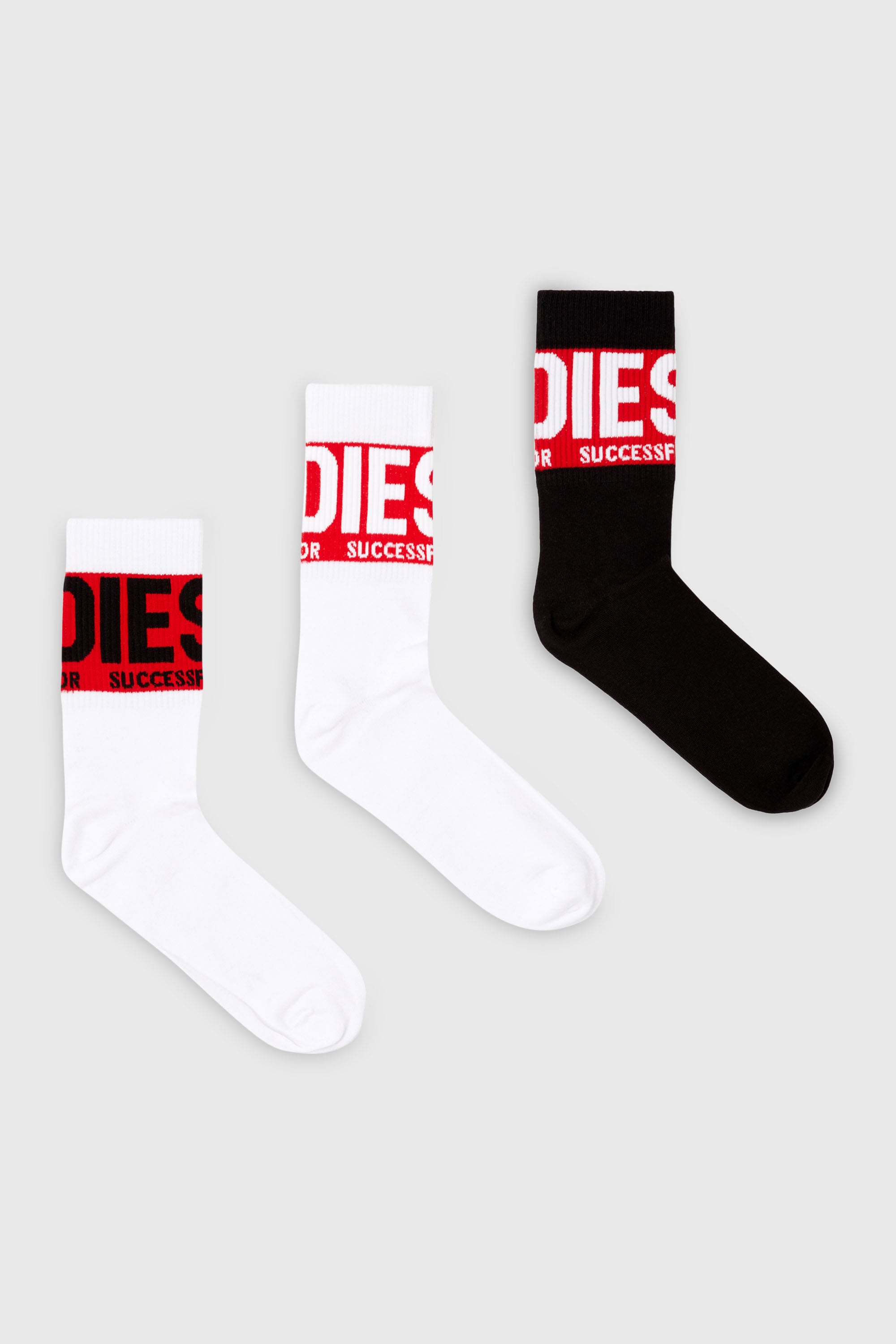 Diesel - SKM-RAY-THREEPACK, Lot de trois chaussettes avec revers &agrave; logo Homme in Polychrome - 1