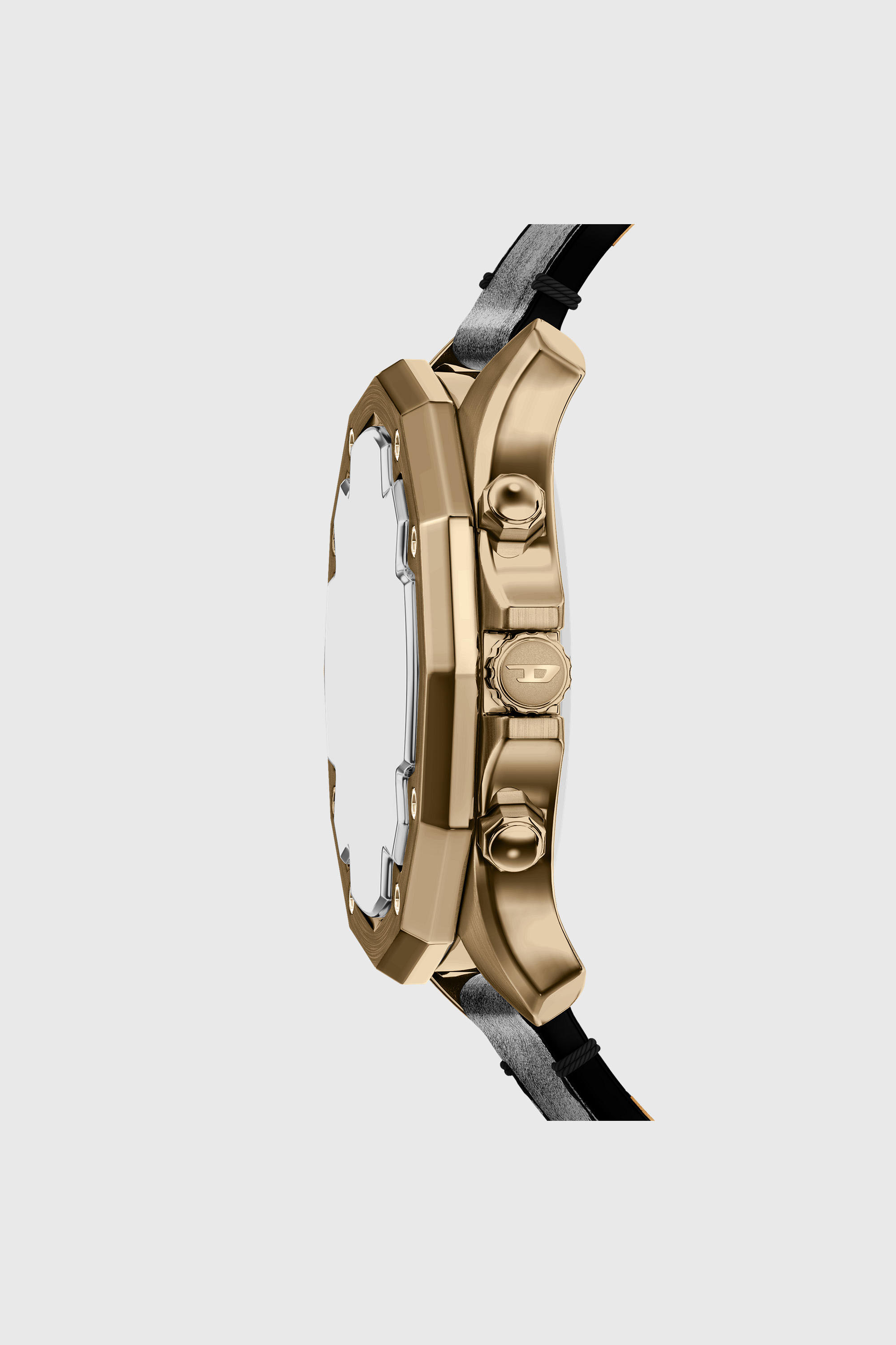 Diesel - DZ4733 WATCH, Montre Stinger avec bracelet en cuir finition or vieilli Homme in Noir - 3