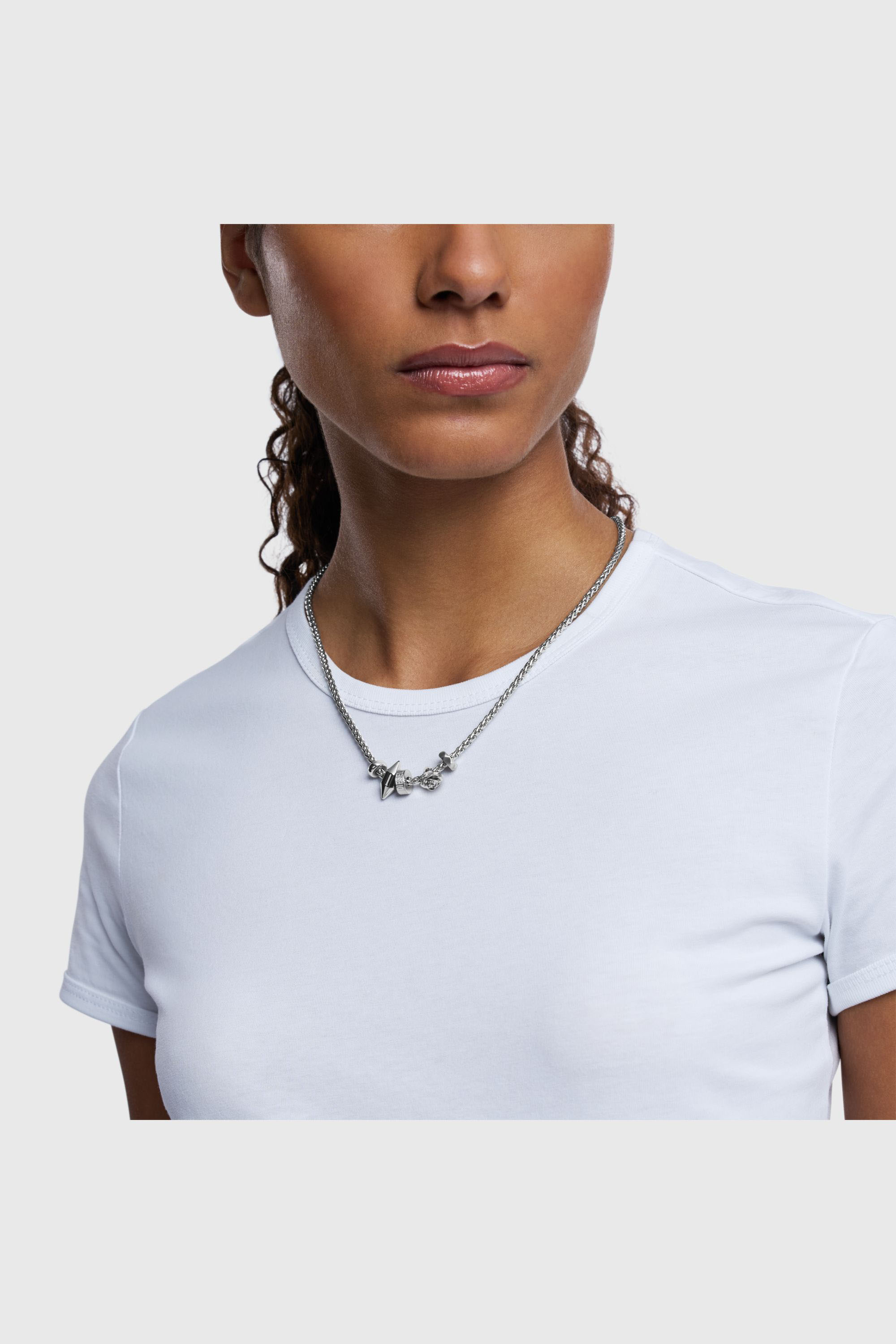Diesel - DX1623040 JEWELLERY, Collier &agrave; breloque en acier inoxydable Mixte in Gris argent&eacute; - 3