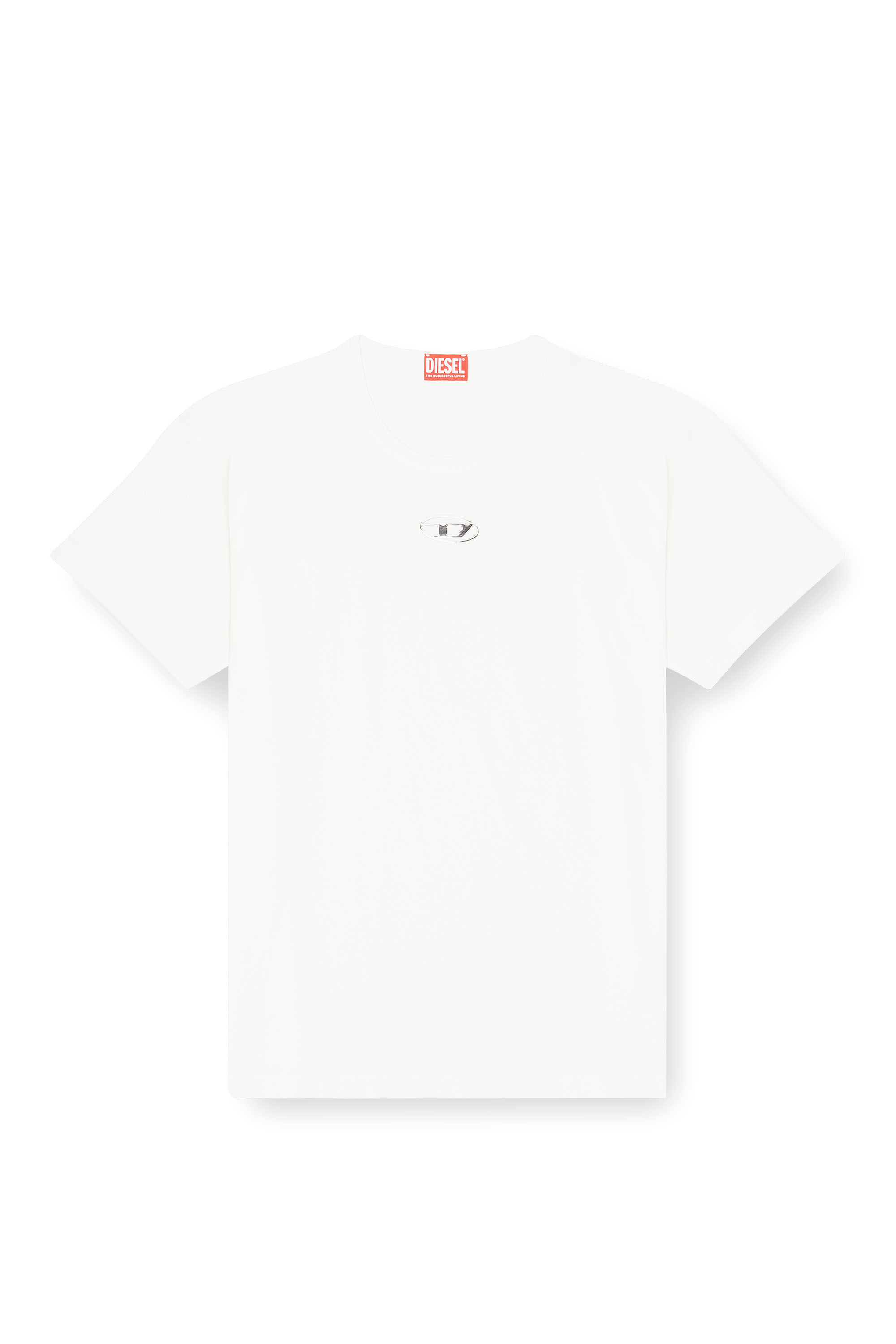 Diesel - T-NORM-IOD, T-shirt en coton léger avec logo Ovale D métallisé Homme in Blanc - 2