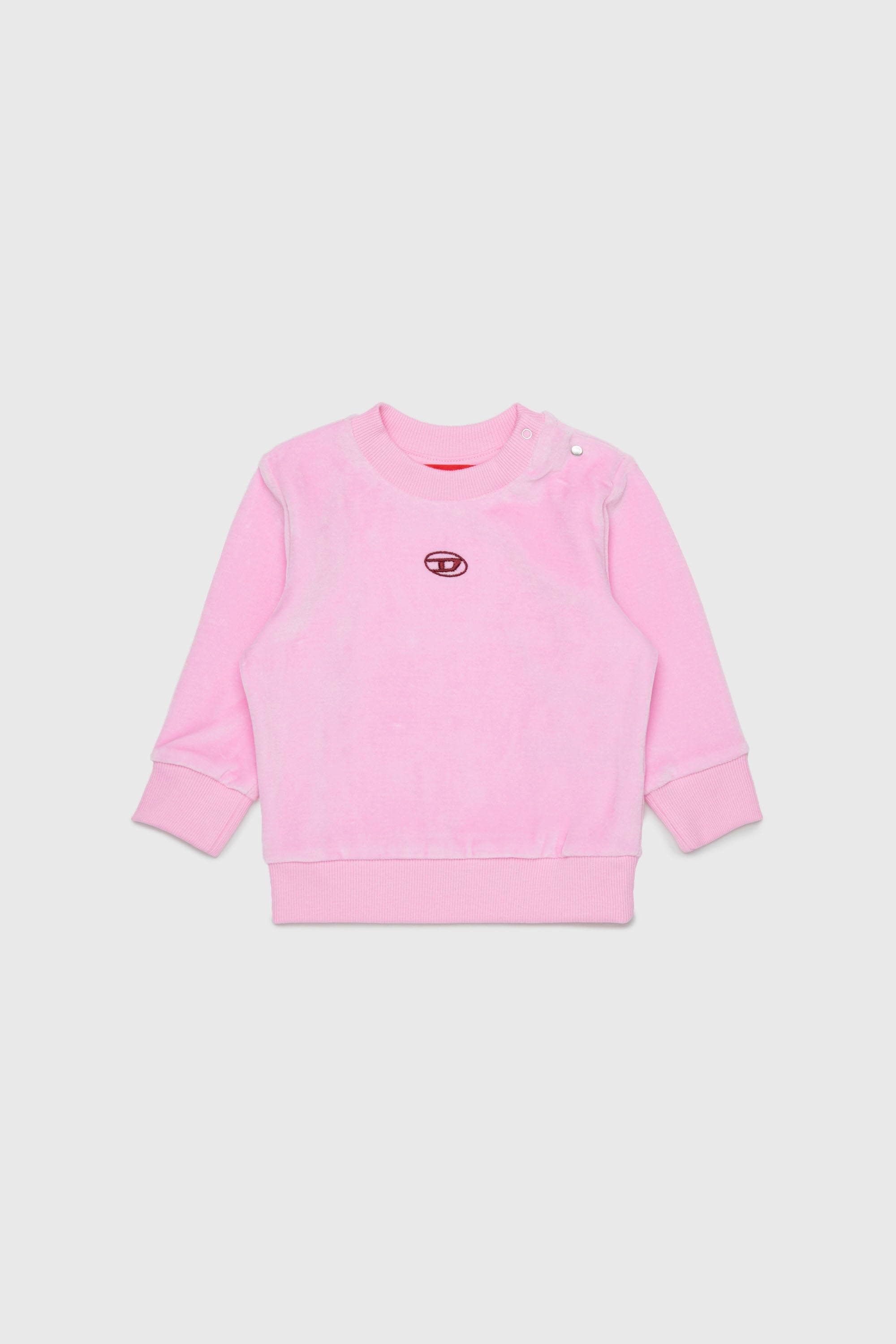 Diesel - SHENIB, Sweat-shirt en velours avec broderie Oval D Homme in Rose - 1