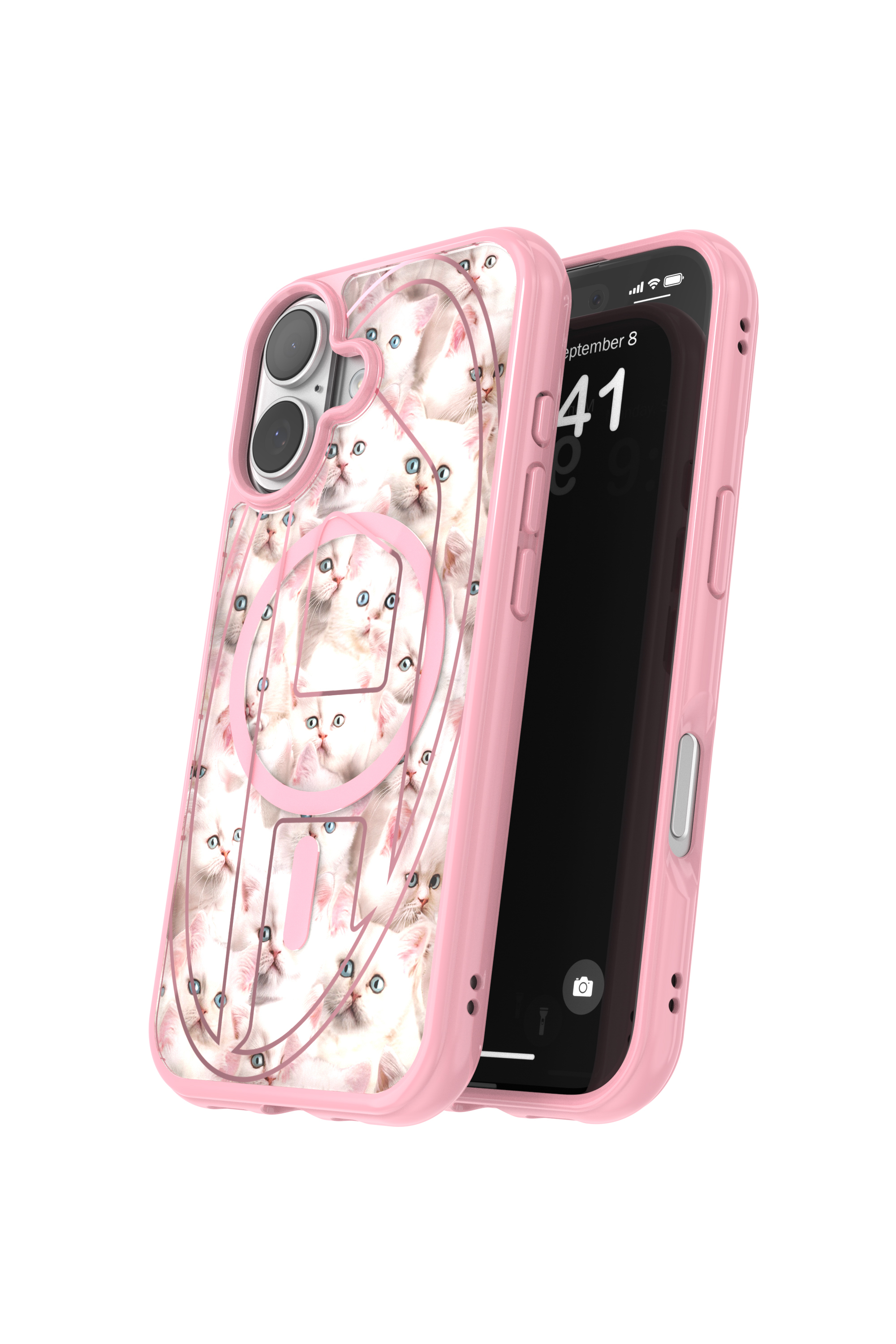 Diesel - 60423 AOP CASE, Étui Oval D Cats avec Magsafe pour iPhone 17 Mixte in Rose - 3