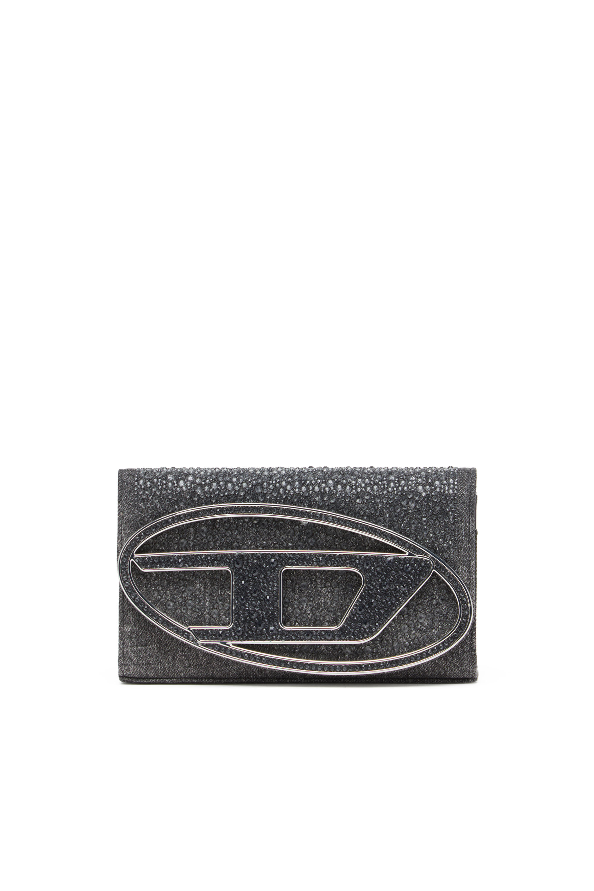 Diesel - 1DR WALLET STRAP, Femme Porte-monnaie en denim cristal in Noir - Image 2
