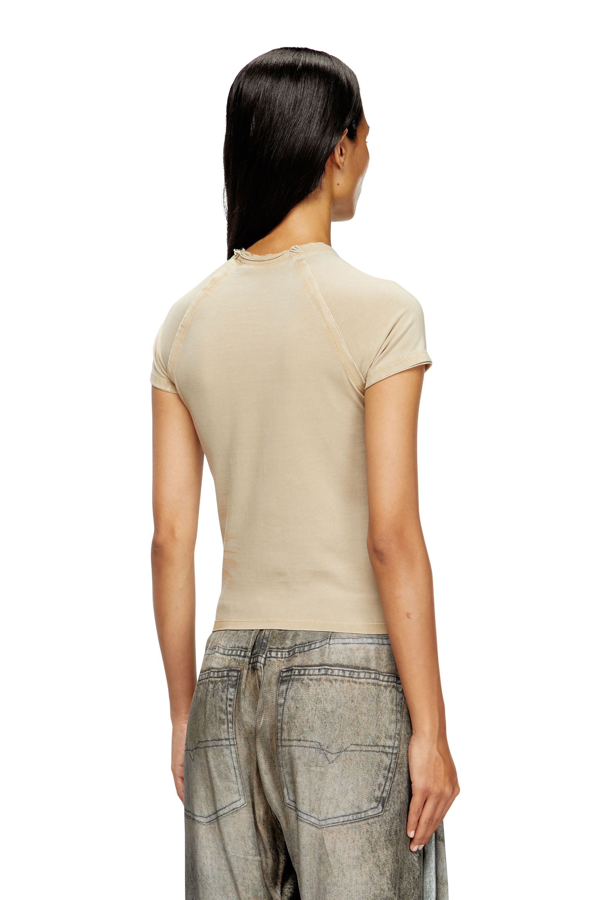 Diesel - T-ROWEENA, T-shirt phénix avec strass Femme in Marron - 4
