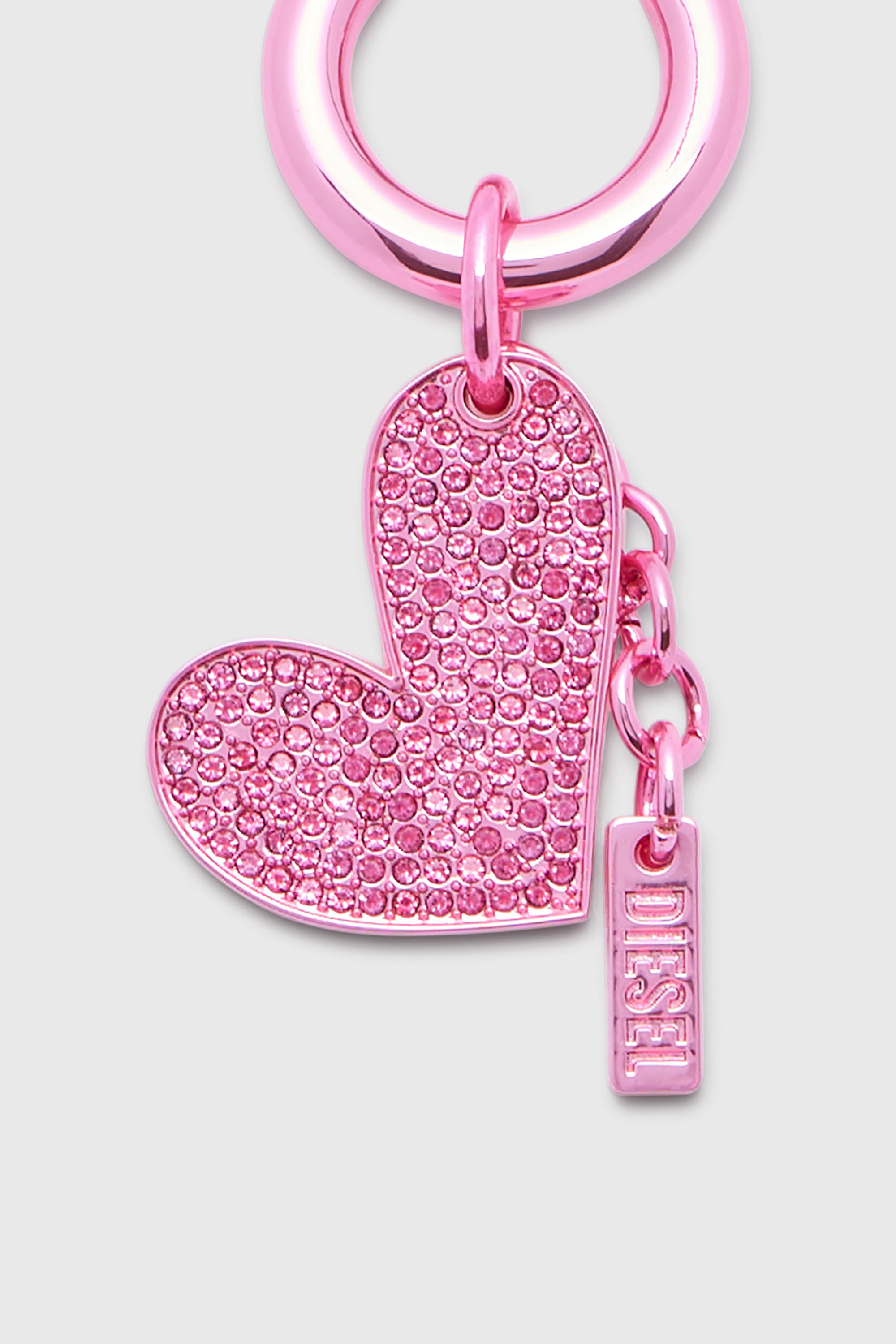Diesel - CHARM-HEART, Breloque c&oelig;ur en m&eacute;tal avec strass Femme in Rose - 2