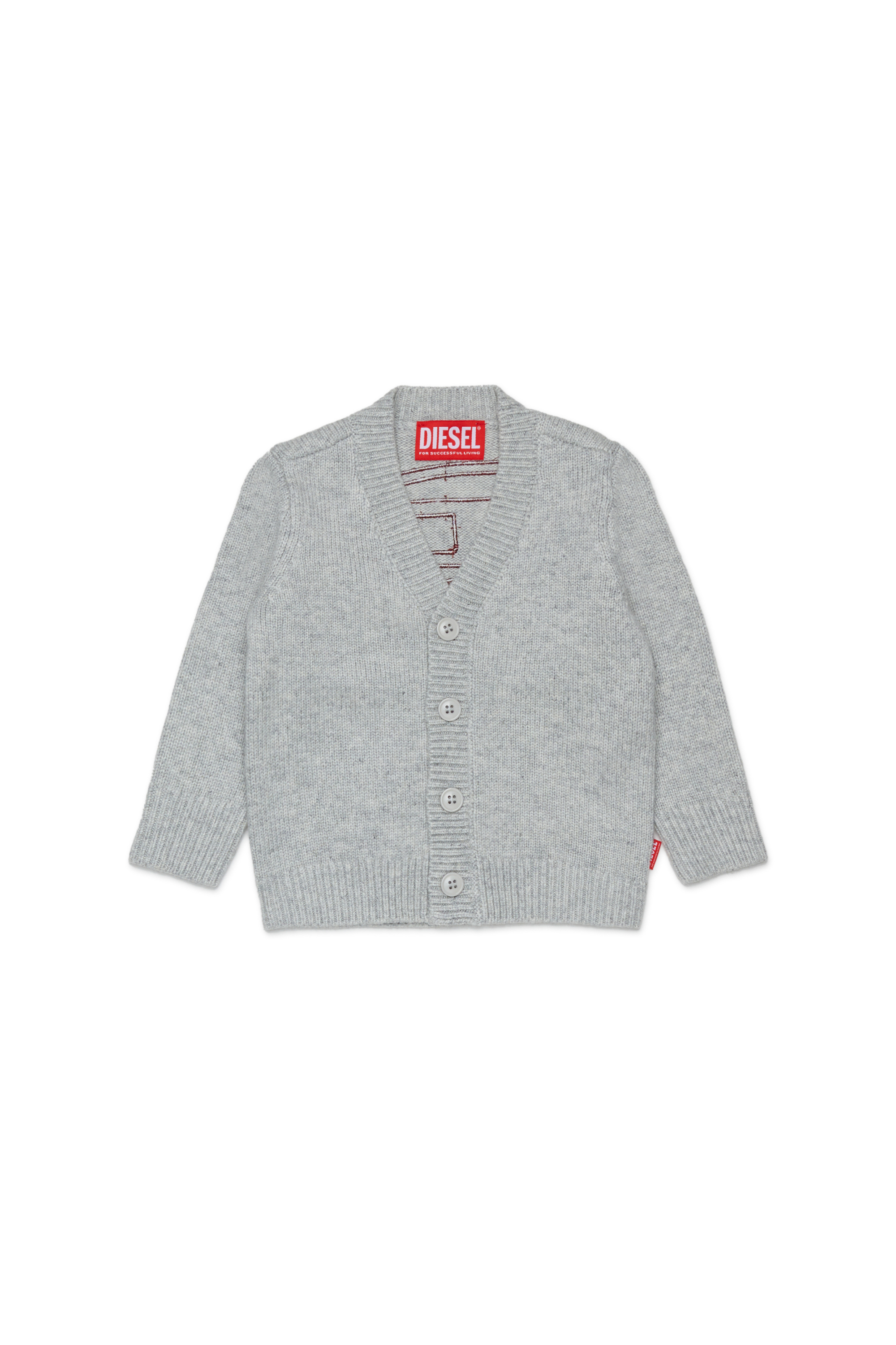 Diesel - KOLYB, Cardigan enrichi de cachemire avec grand Oval D Homme in Gris - 1
