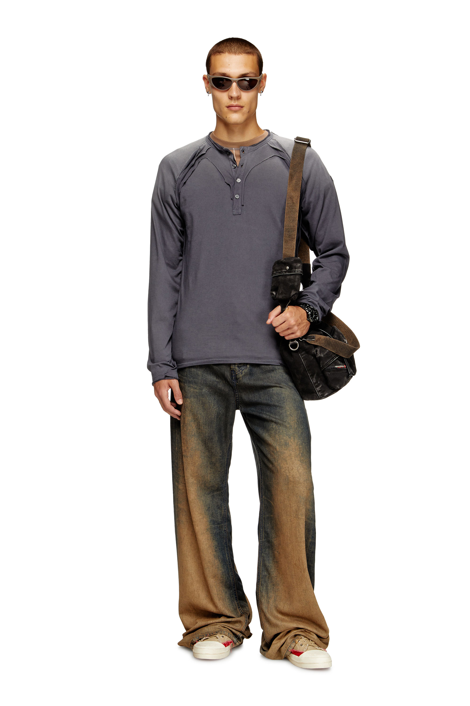 Diesel - T-RAWGY, T-shirt à manches longues avec effet peel-off Homme in Gris - 2