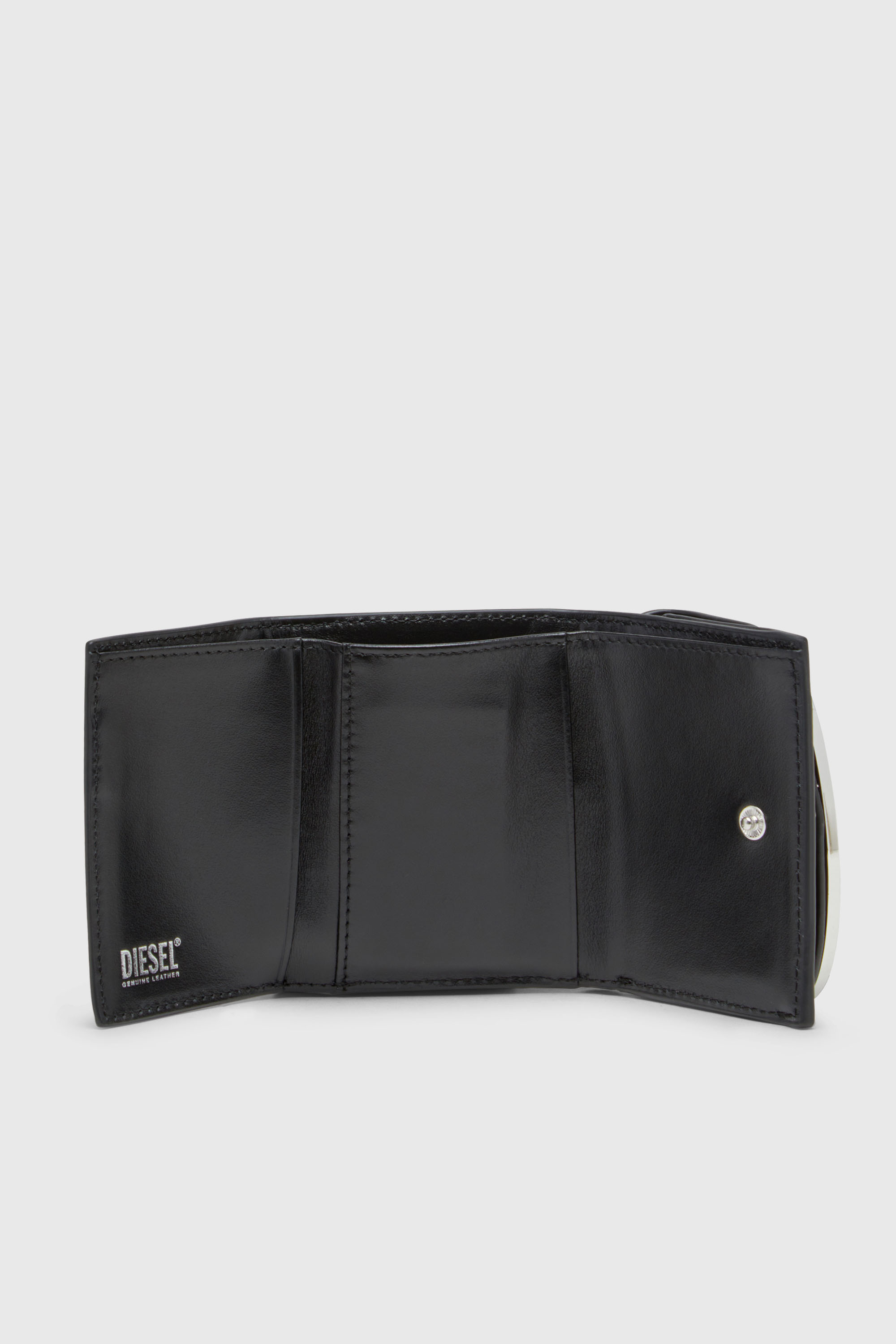 Diesel - 1DR TRI FOLD COIN XS II, Portefeuille en cuir &agrave; trois volets Femme in Noir - 3