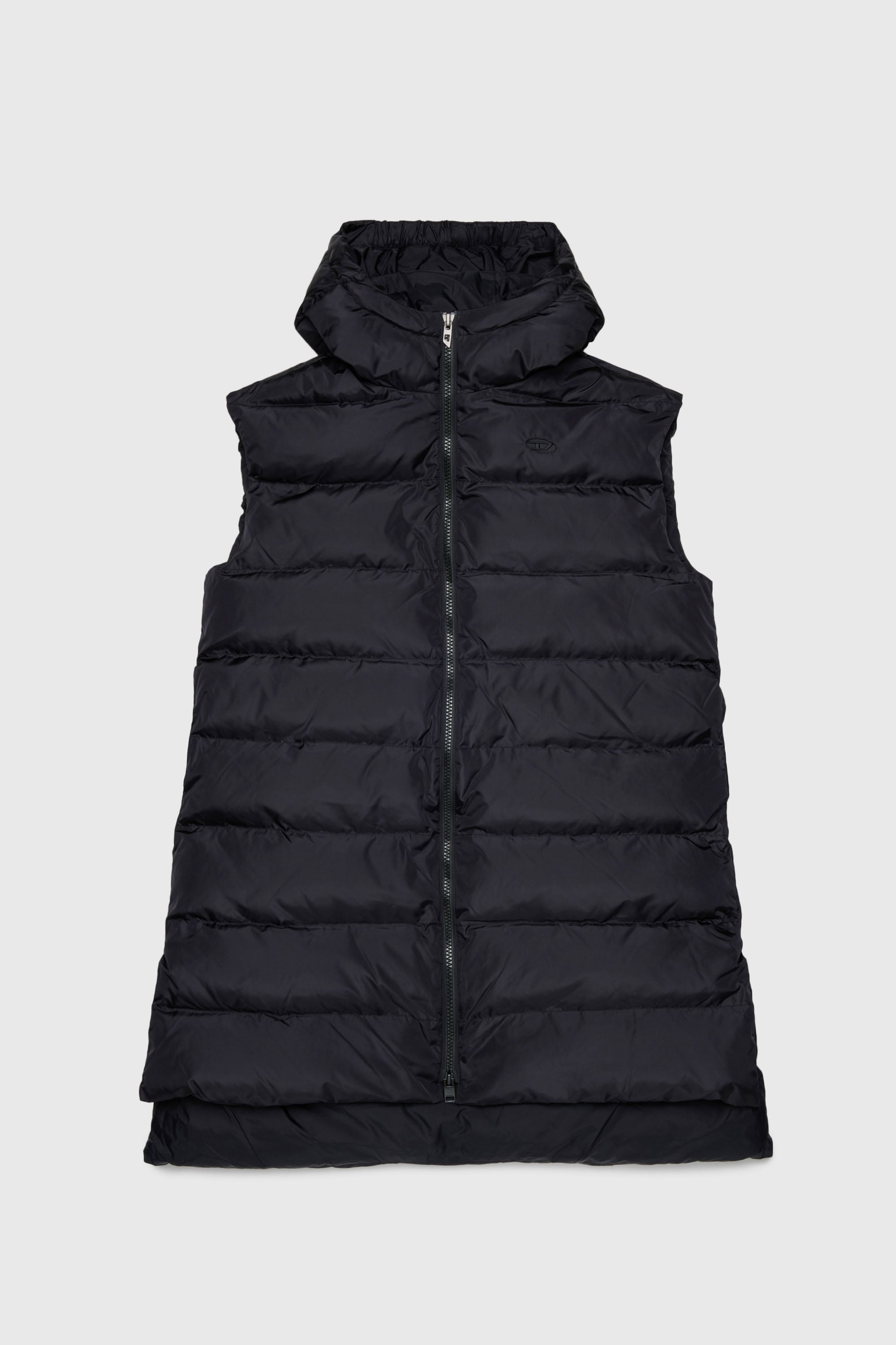 Diesel - JFENNY, Longline veste matelass&eacute;e &agrave; capuche Femme in Noir - 1
