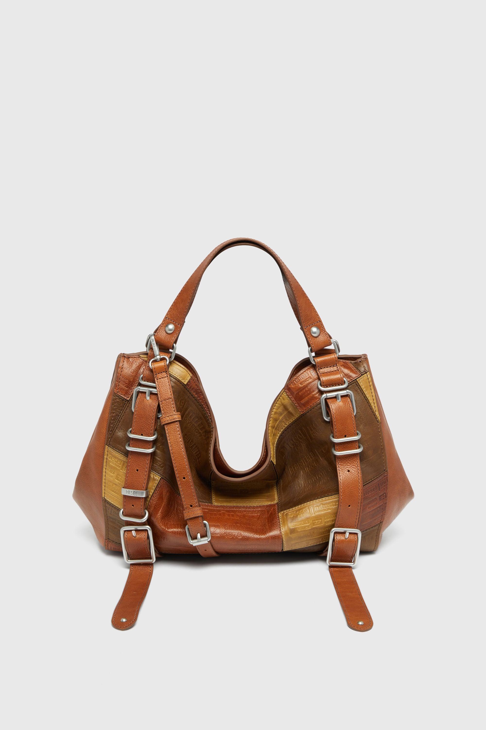 Diesel - D-ONE TOPHANDLE M, D-One-Sac medium &agrave; poign&eacute;e sup&eacute;rieure en cuir patchwork Mixte in Marron - 1