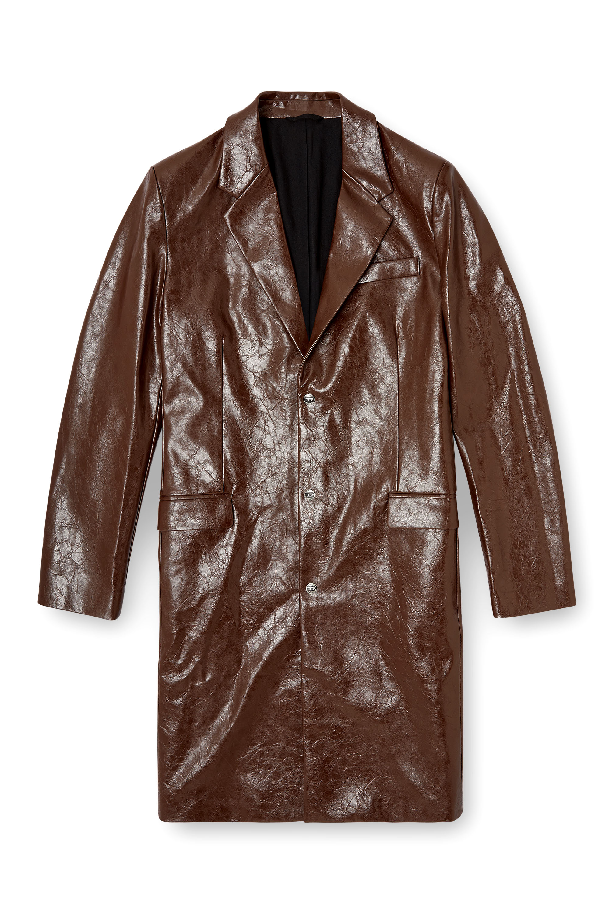 Diesel - J-CREED-COAT, Manteau en tissu texturé enduit Homme in Marron - 3